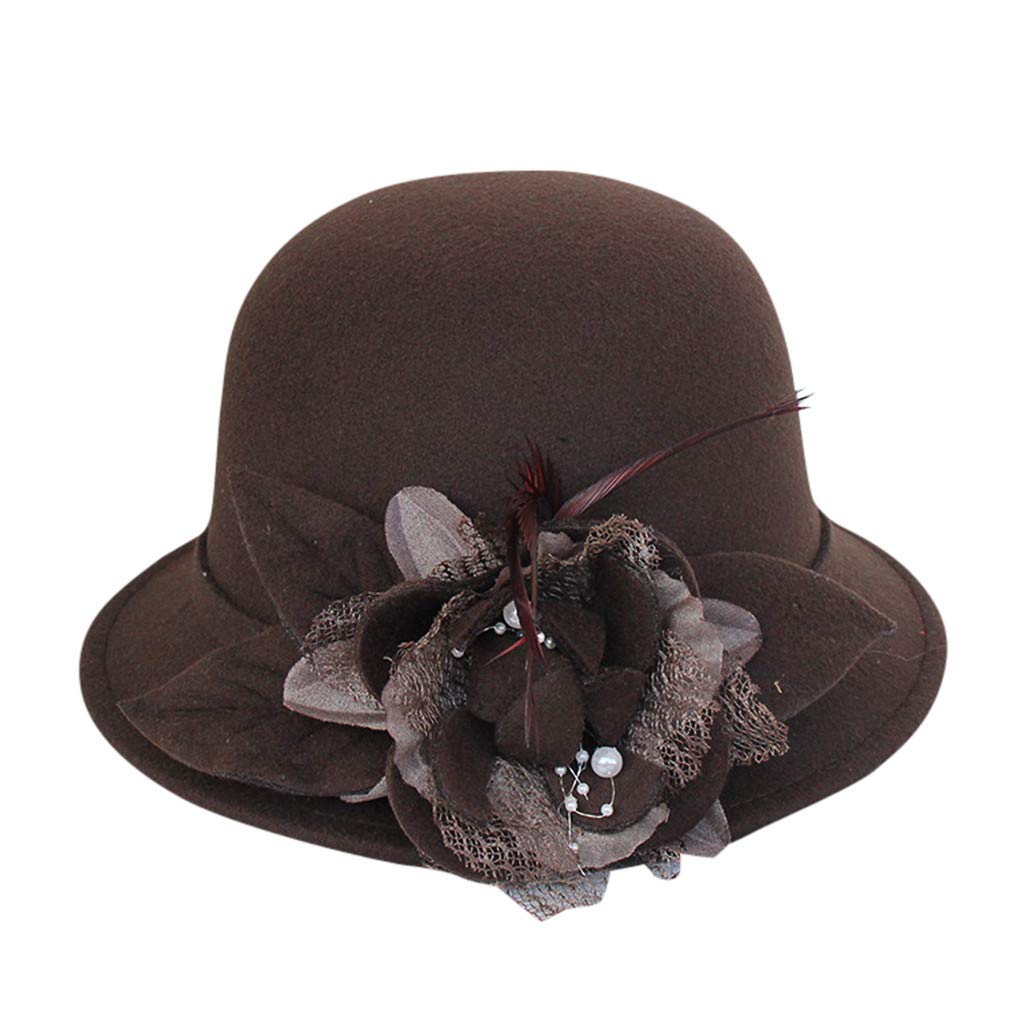 Vintage Wool Fedora Hat for Women - Classic Small Head Floppy Hat with Short Brim & Flower Decoration | Tea Party, Wedding, Church & Outdoor Fashion Accessory