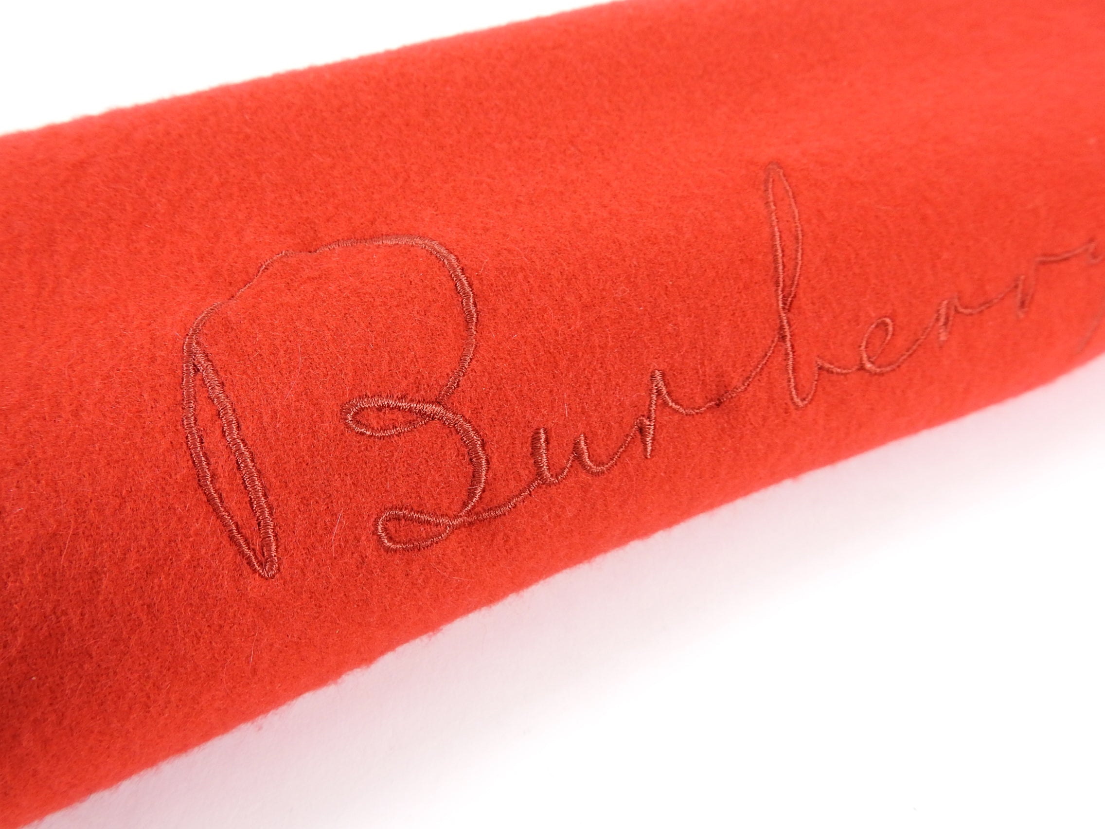 Burberry Red Embroidered Logo 100% Cashmere Long Scarf - Luxury Winter Wrap for Women & Men, Perfect for Cold Weather, Office, and Travel Accessories