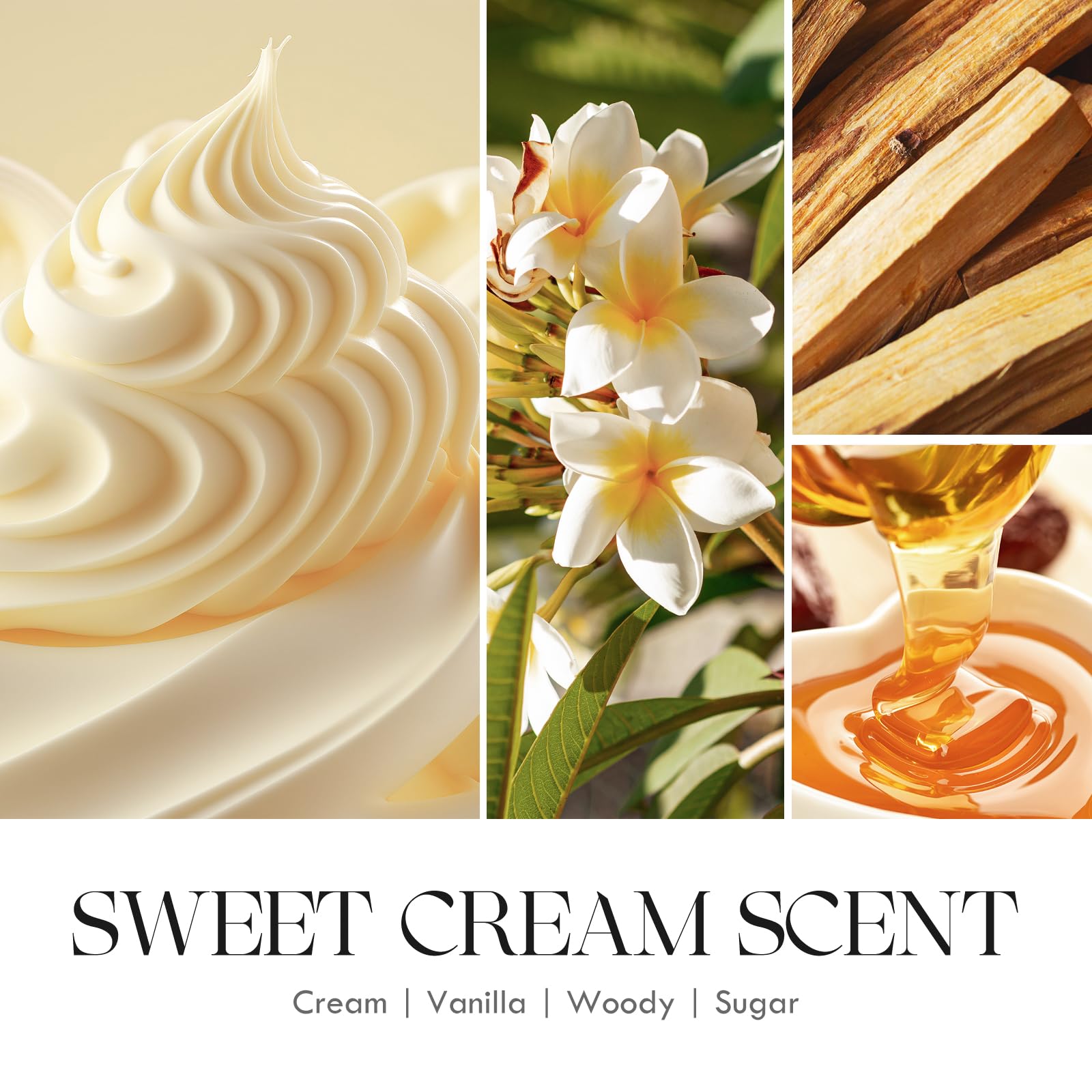 AOOVOO Wood Wick Scented Candles - Vanilla & Cream Soy Candles for Relaxation & Gifts