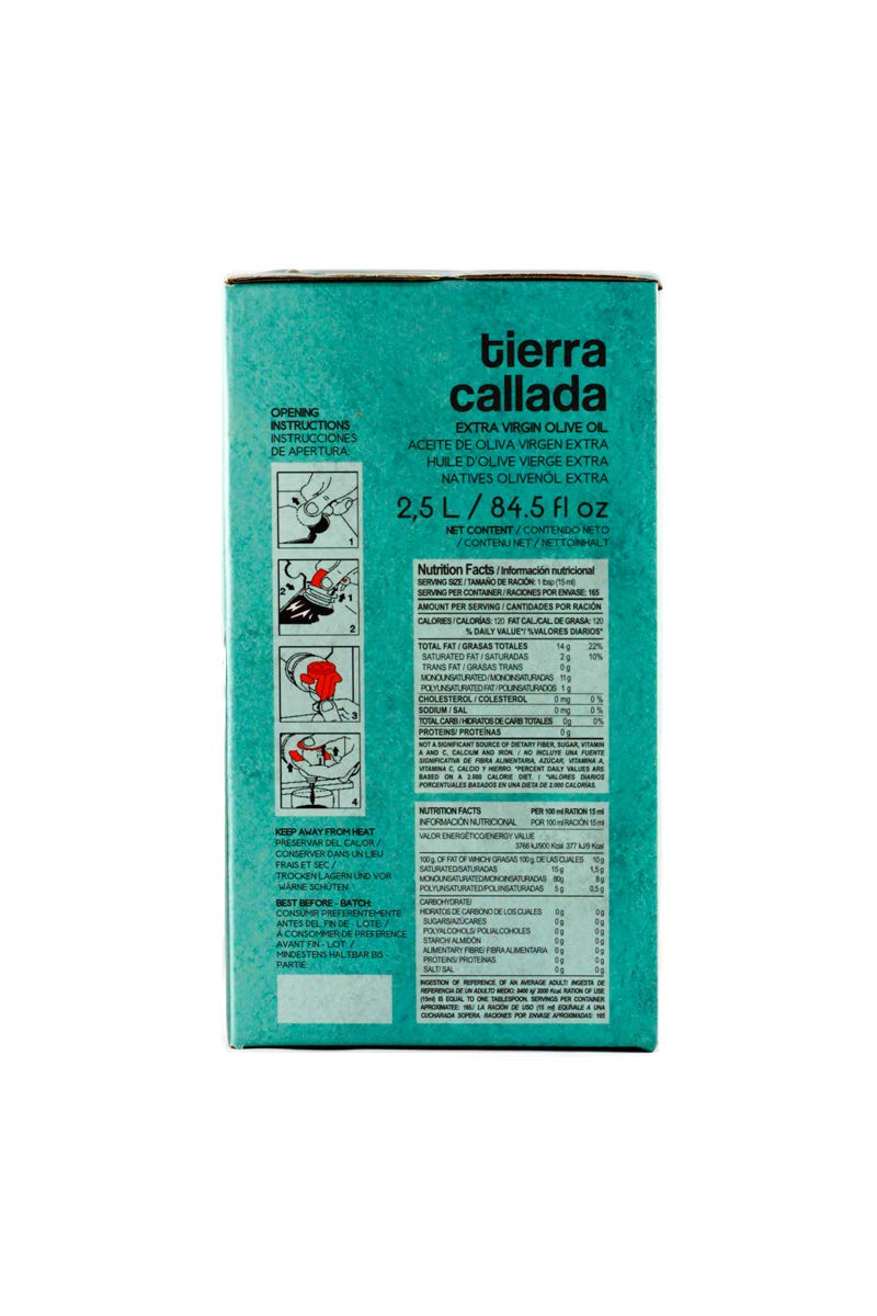 Premium Spanish Extra Virgin Olive Oil - Tierra Callada Temprano - 85 fl oz (2.5L) - Cold Pressed, Unfiltered, Rich Flavor - Perfect for Salads, Cooking & Gourmet Dishes