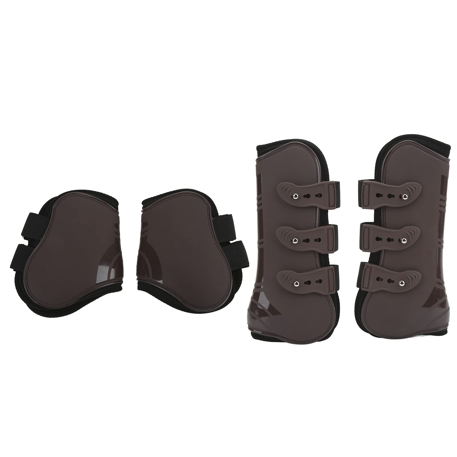 Horse Leg Boots for Riding - Adjustable Front & Hind Leg Protection with Buckle, Brown - Ideal for Trail Riding, Training, and Show Jumping