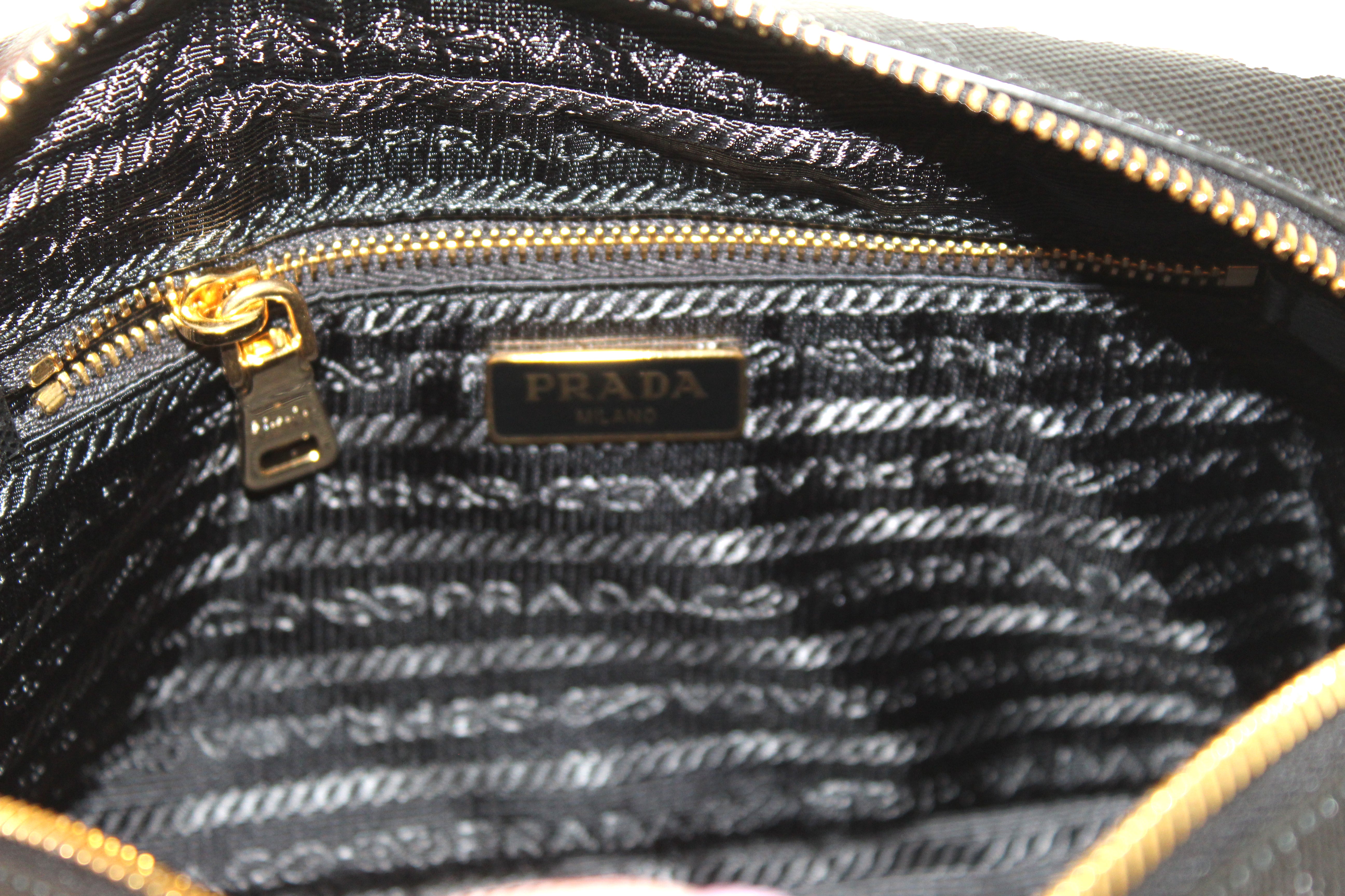 Authentic Prada Black Saffiano Leather Bandoliera Camera Messenger Bag for Women | Luxury Crossbody Shoulder Bag | Perfect for Work, Travel & Everyday Use