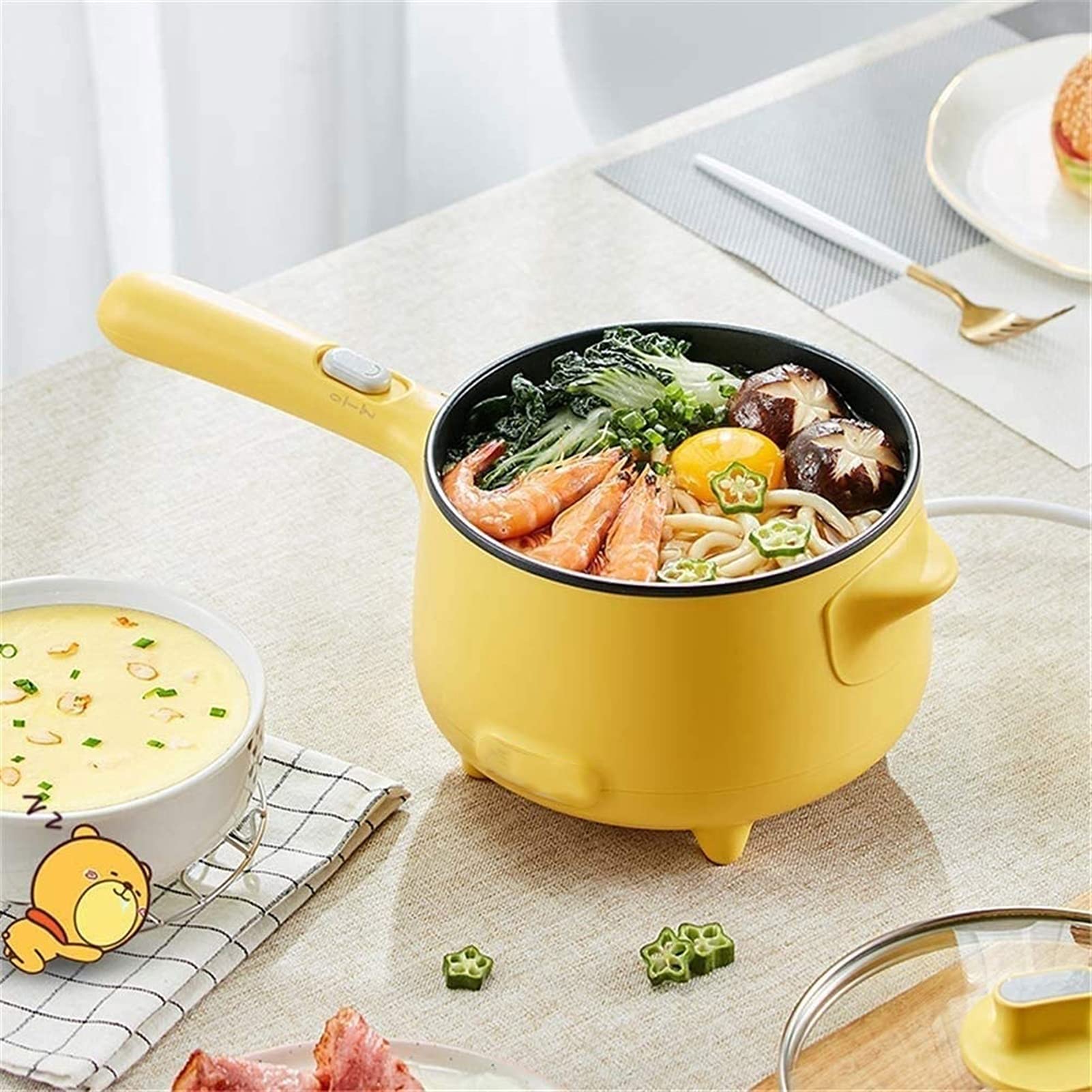 HHWKSJ 1.2L Electric Hot Pot - Mini Ramen Cooker with Overheating & Boil-Dry Protection | Multifunctional Soup & Egg Cooker for Dorms, Offices & Small Kitchens
