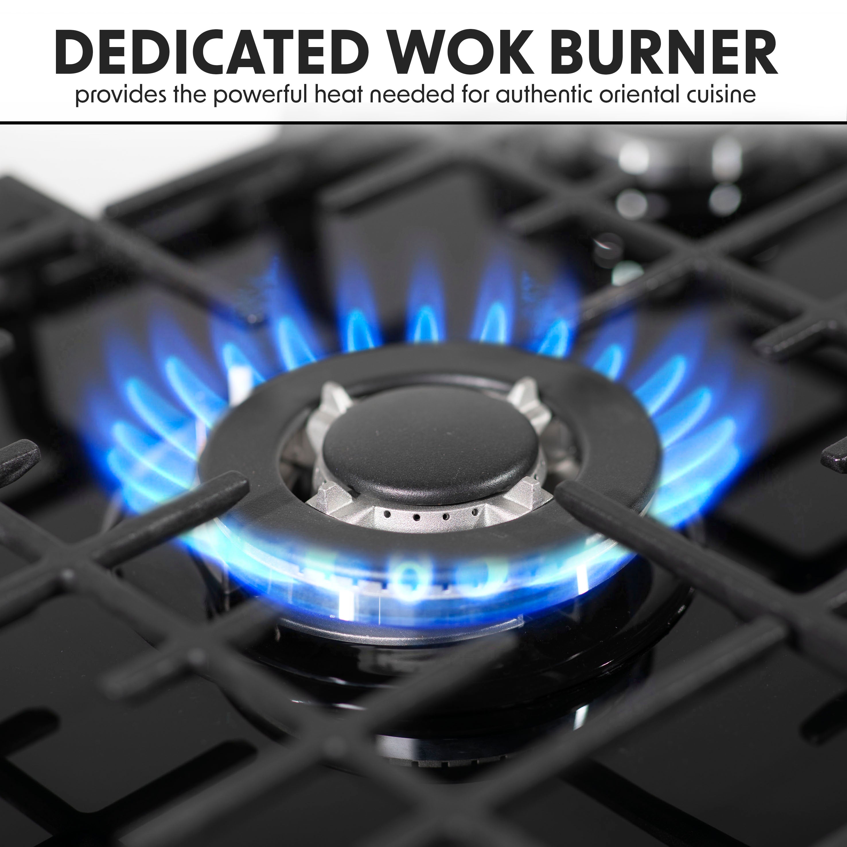 Baridi 60cm Built-In Gas on Glass Hob - 4 Burner with Cast Iron Pan Supports, Black Glass - Perfect for Modern Kitchens & Home Cooking (Model DH226)