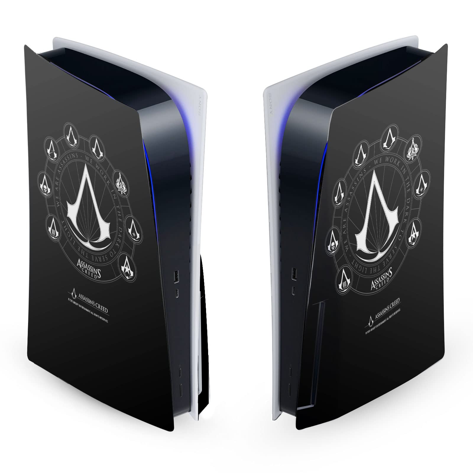 Officially Licensed Assassin's Creed Vinyl Skin for PS5 Disc Edition - Matte Finish Gaming Faceplate Sticker with Legacy Logo - Perfect for Playstation 5 Console Protection & Customization - Great for Gaming Setups & Collector Displays