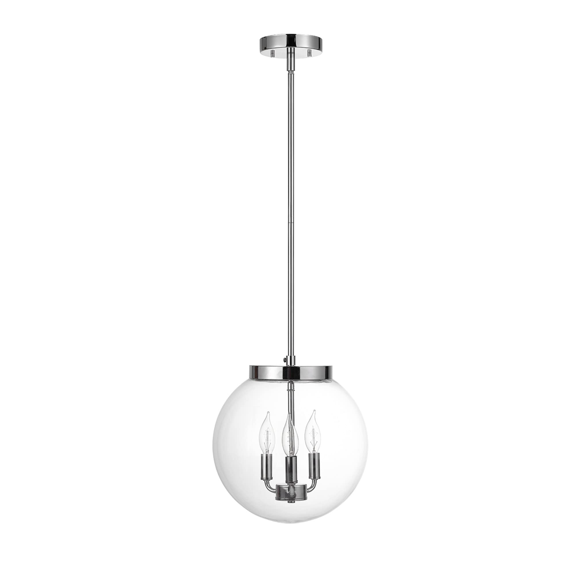 Globe Electric 60887 Sevda 3-Light Chrome Chandelier with Clear Glass Shade - Modern Ceiling Light Fixture for Dining Room, Bedroom or Living Room (Bulbs Not Included)