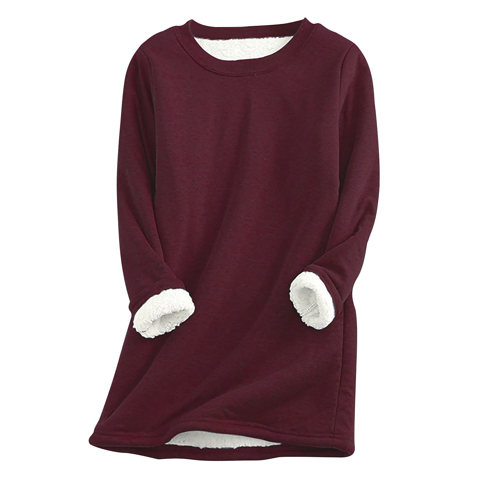 Women's Fuzzy Long Sleeve Crewneck Pullover Knit Sweater - Warm Winter Tops Mid-Length Shirts for Ladies | Cozy Casual Wear for Office, Dating & Holiday Outfits