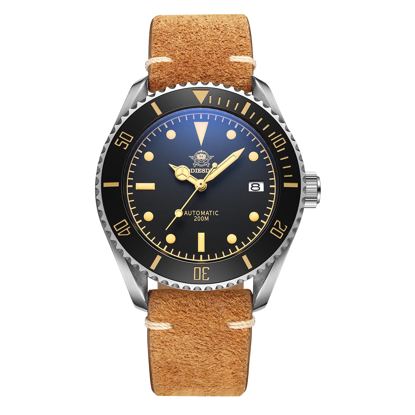 ADDIESDIVE Automatic Diving Watch for Men - Matte Black Dial with Luminous Markers, NH35A Movement, Scratch-Resistant Synthetic Sapphire Crystal - Perfect for Scuba Diving, Snorkeling & Water Sports