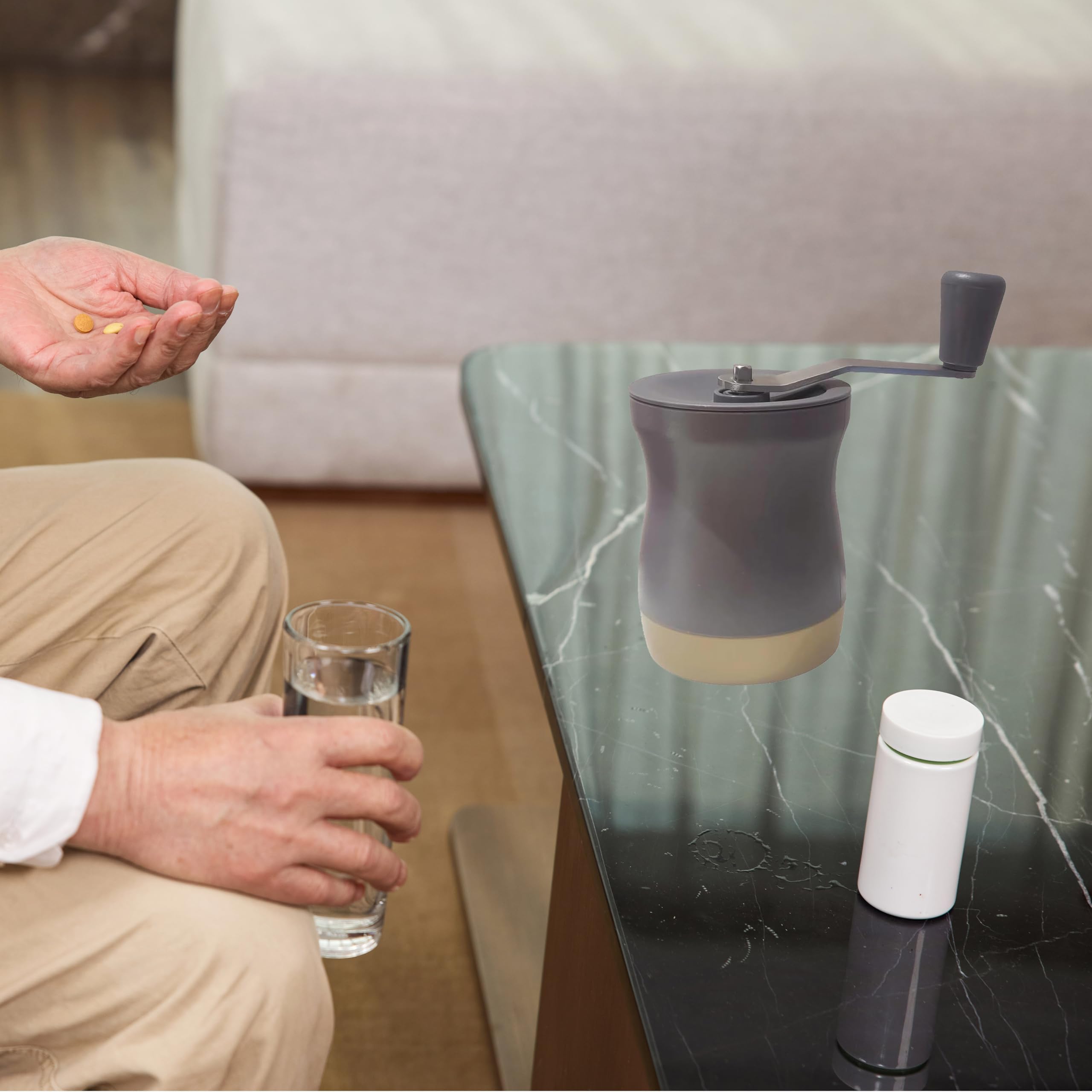 CoaGu Pill Crusher & Grinder - Effortlessly Crush Multiple Tablets into Fine Powder (Gray) | Perfect for Medication Management & Easy Pill Consumption for Elderly & Pets