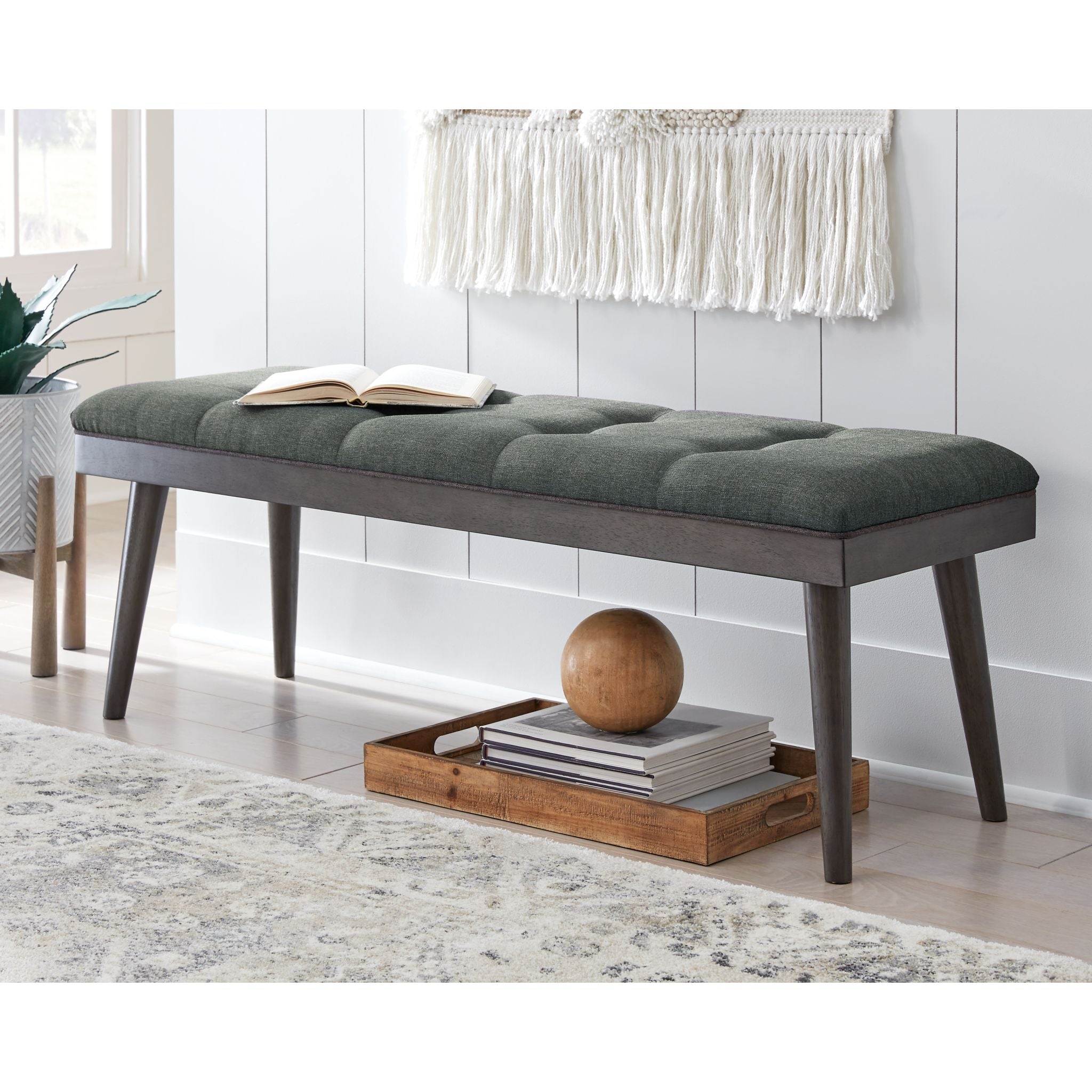 Ashlock Bench - Charcoal Wooden Outdoor Bench for Patio, Garden, and Backyard - Durable & Weather-Resistant Seating for Relaxing and Entertaining