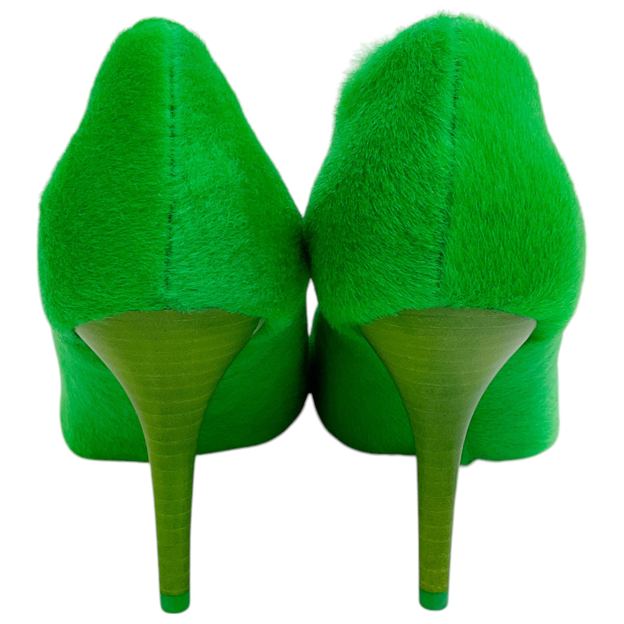 Givenchy Absynthe Green Shearling Show Pumps - Luxury Women's High Heels for Evening Parties & Special Occasions