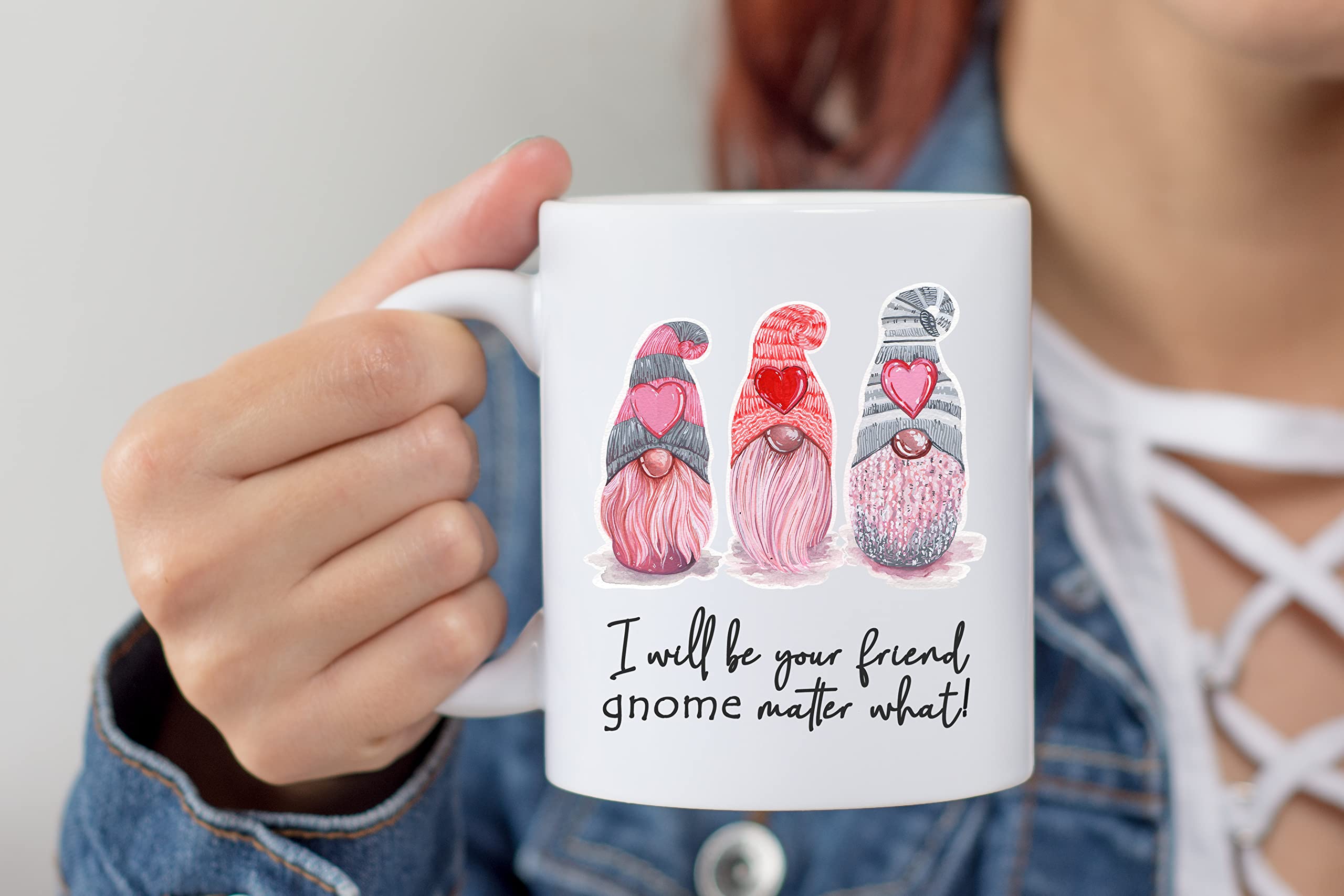 Friendship Gnome Love Mug for Women - Perfect Gift for Girlfriend, Coffee Lover, BFF & Best Friend - Valentine's Day Present for Home, Office & Cozy Moments