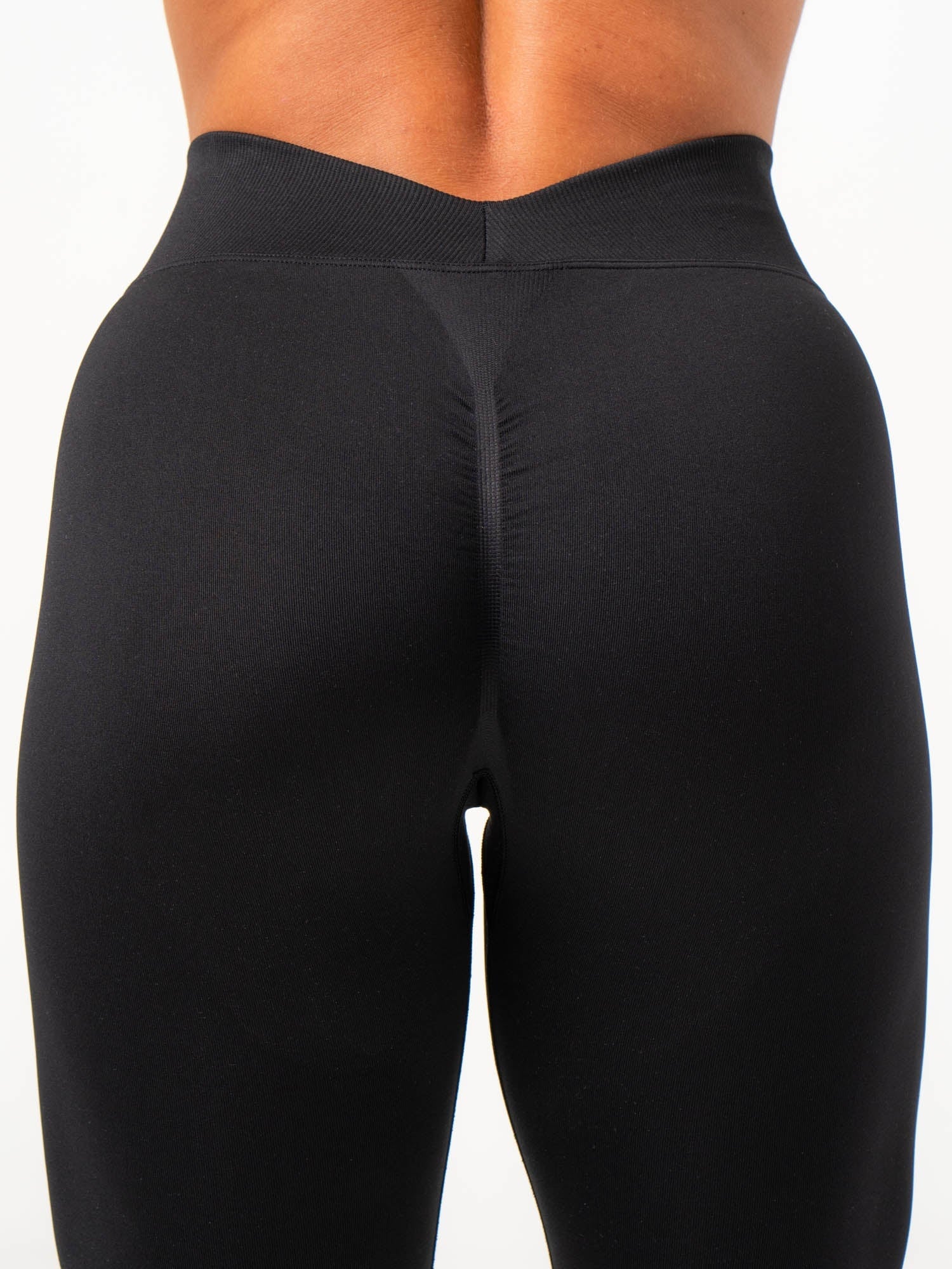 Seamless V Back Contour Leggings for Women - High Waisted Yoga Pants, Tummy Control Workout Leggings - Black - Perfect for Gym, Running, Yoga & Everyday Wear