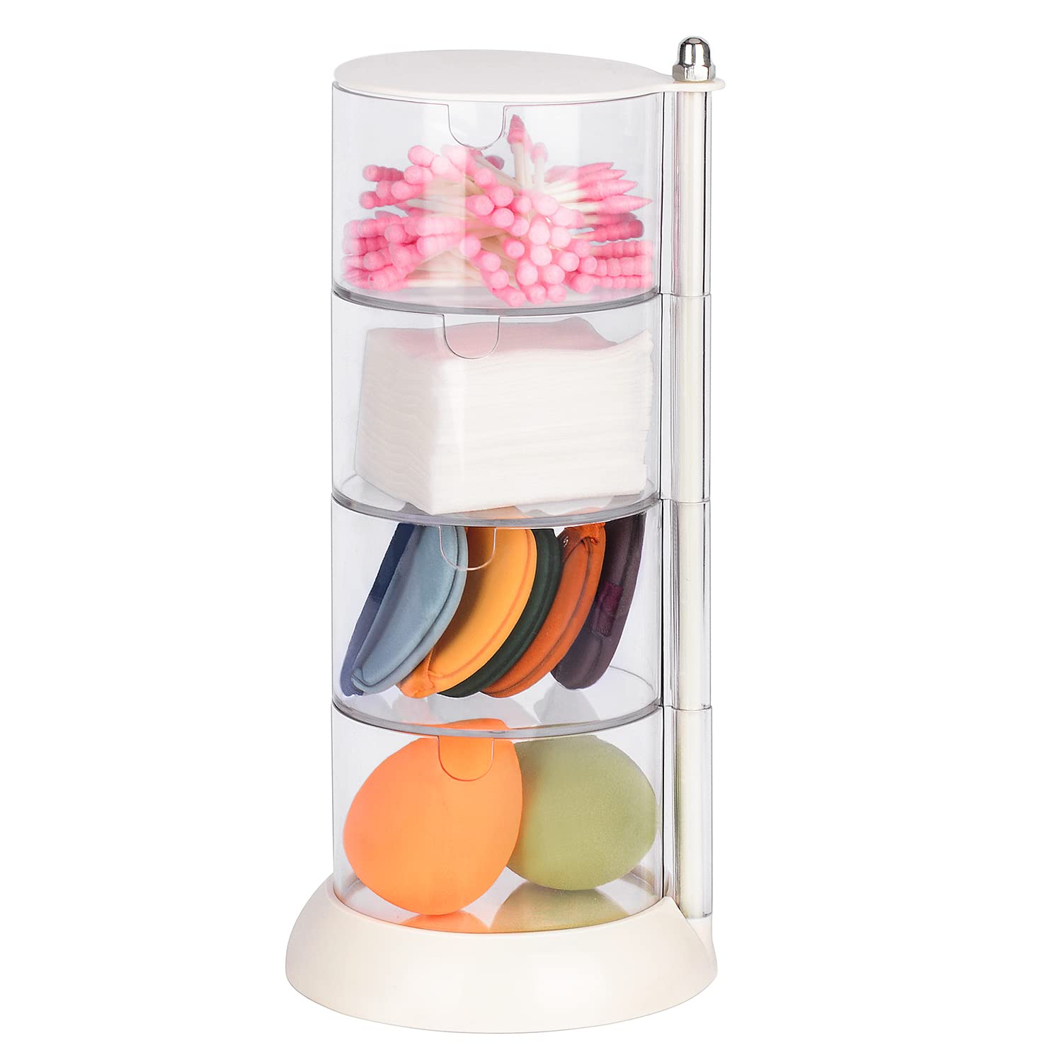 JessLab 4-Tier Clear Jewelry Organizer - 360° Rotatable Acrylic Storage for Hair Clips, Hair Ties, Earrings & Accessories - Perfect for Bathroom Vanity, Dresser & Bedroom Organization