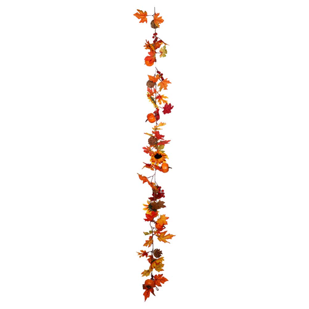 Artificial Maple Leaf Garland - Fake Vine Plants for Wedding, Party, Home, Garden, Kitchen, Office & Outdoor Decor | Perfect for Fall, Thanksgiving & Seasonal Decoration