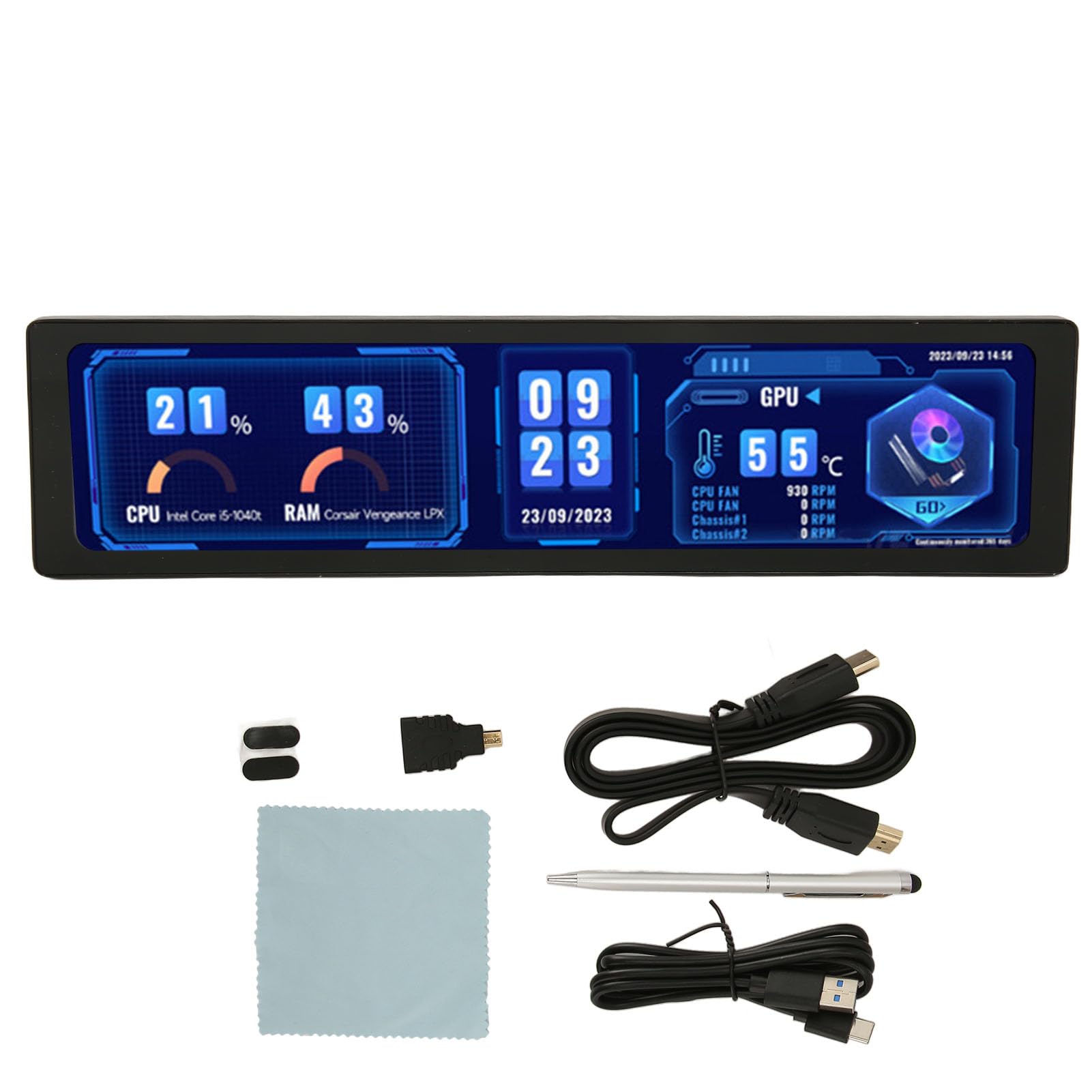11.9 Inch Capacitive Touch Screen Monitor - High-Resolution Secondary Display with Protective Bezel for Photo Editing, Gaming & Office Work - Perfect for Graphic Designers, Streamers & Professionals