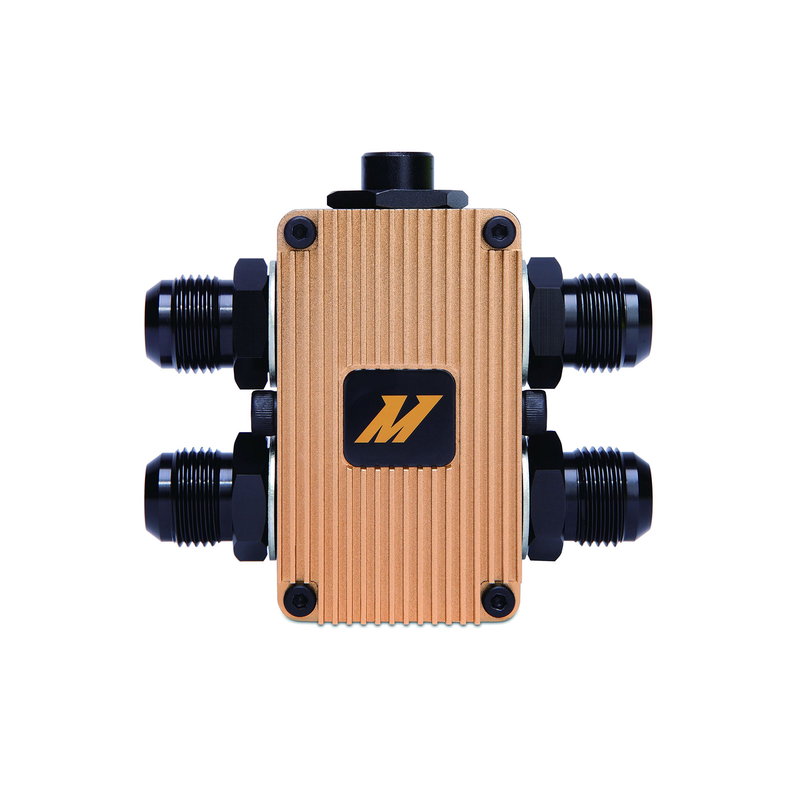 Mishimoto MMOP-EXTFC High Performance In-Line Oil Thermostat - Black/Gold Finish for Enhanced Engine Cooling - Perfect for Racing, Off-Road & Performance Vehicles