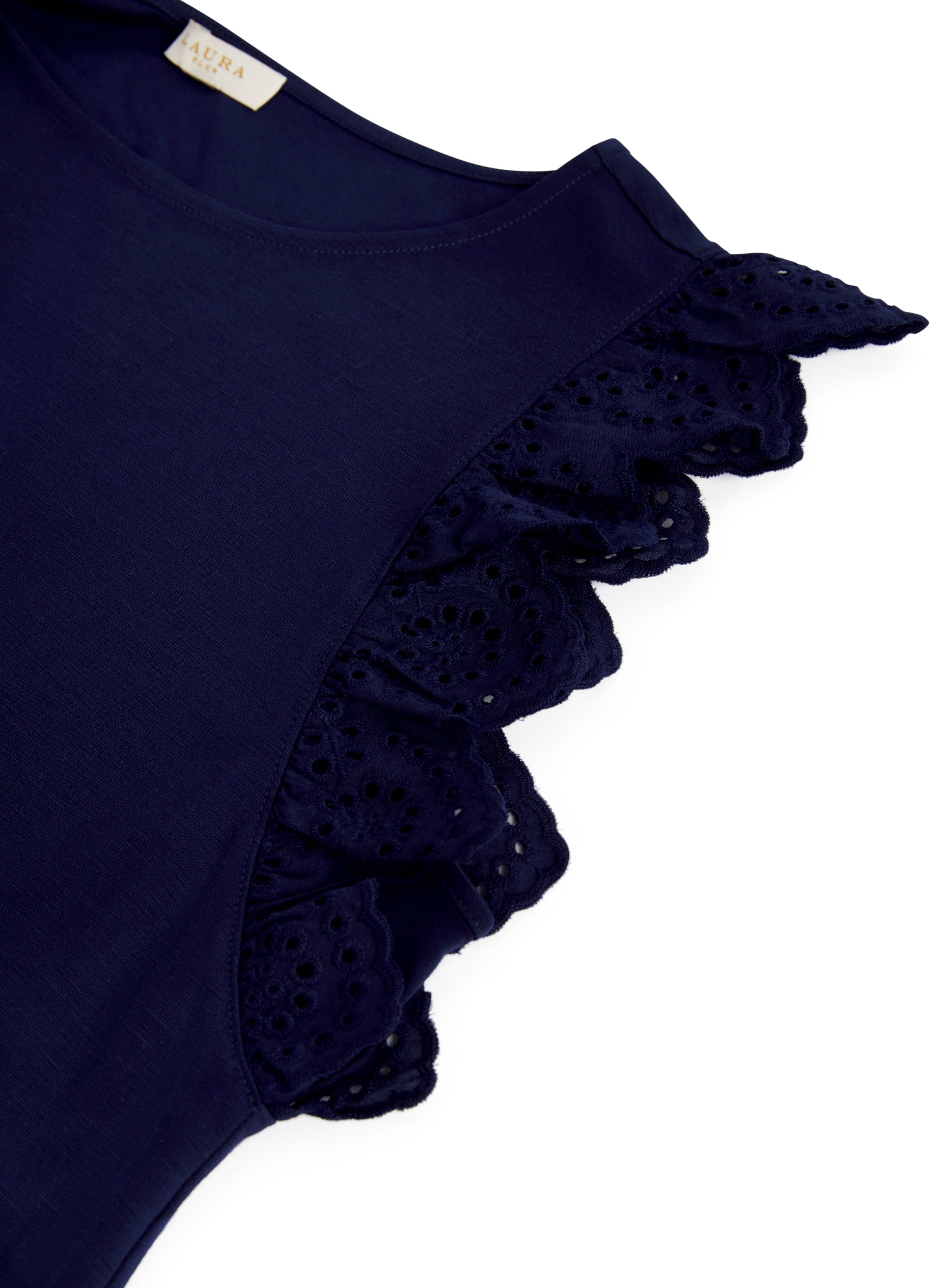 Eyelet Cap Sleeve T-Shirt for Women - Breathable Summer Top with Lace Detailing | Perfect for Casual Outings, Beach Wear & Layering