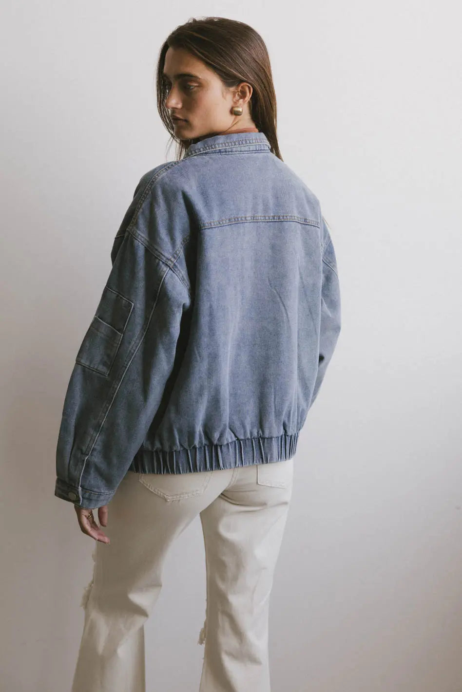 Maeve Women's Denim Bomber Jacket - Stylish Lightweight Casual Outerwear for Spring & Fall | Perfect for Everyday Wear, Date Nights & Weekend Outings