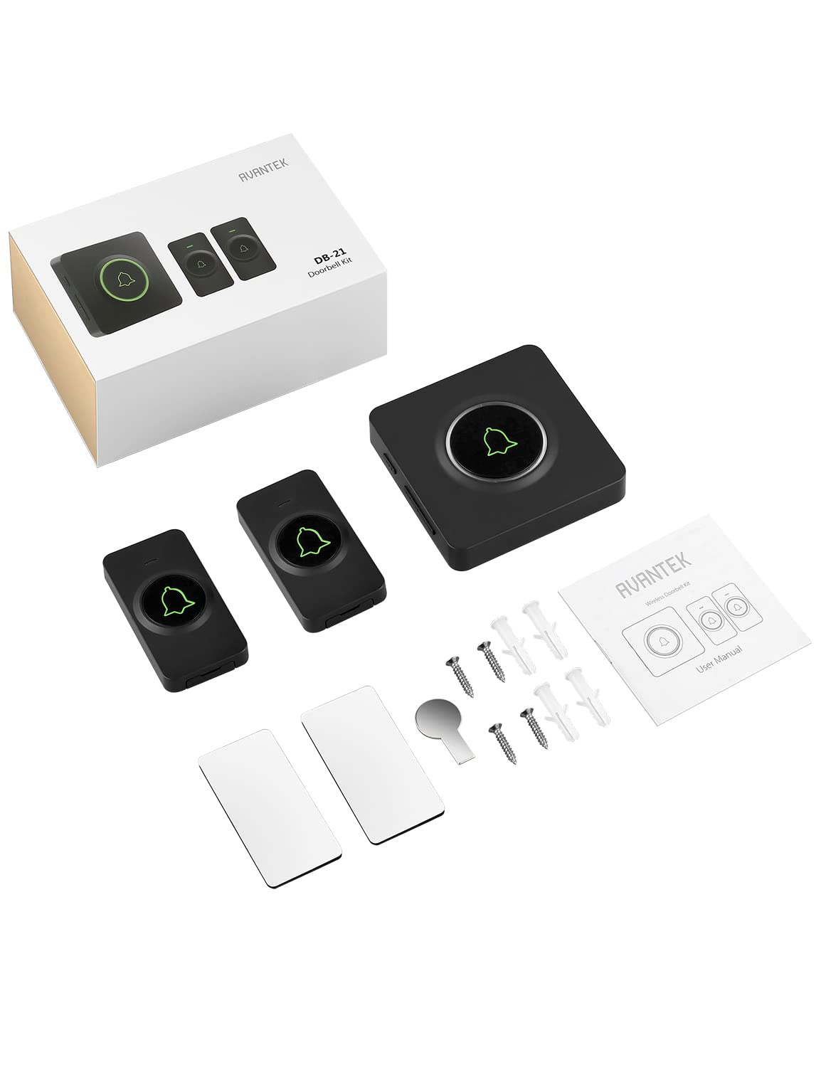 AVANTEK Wireless Doorbell Kit - 1300ft Long Range, Waterproof, 2 Buttons, 56 Chimes & 5 Volume Levels - Perfect for Homes, Apartments, Offices & Gated Communities