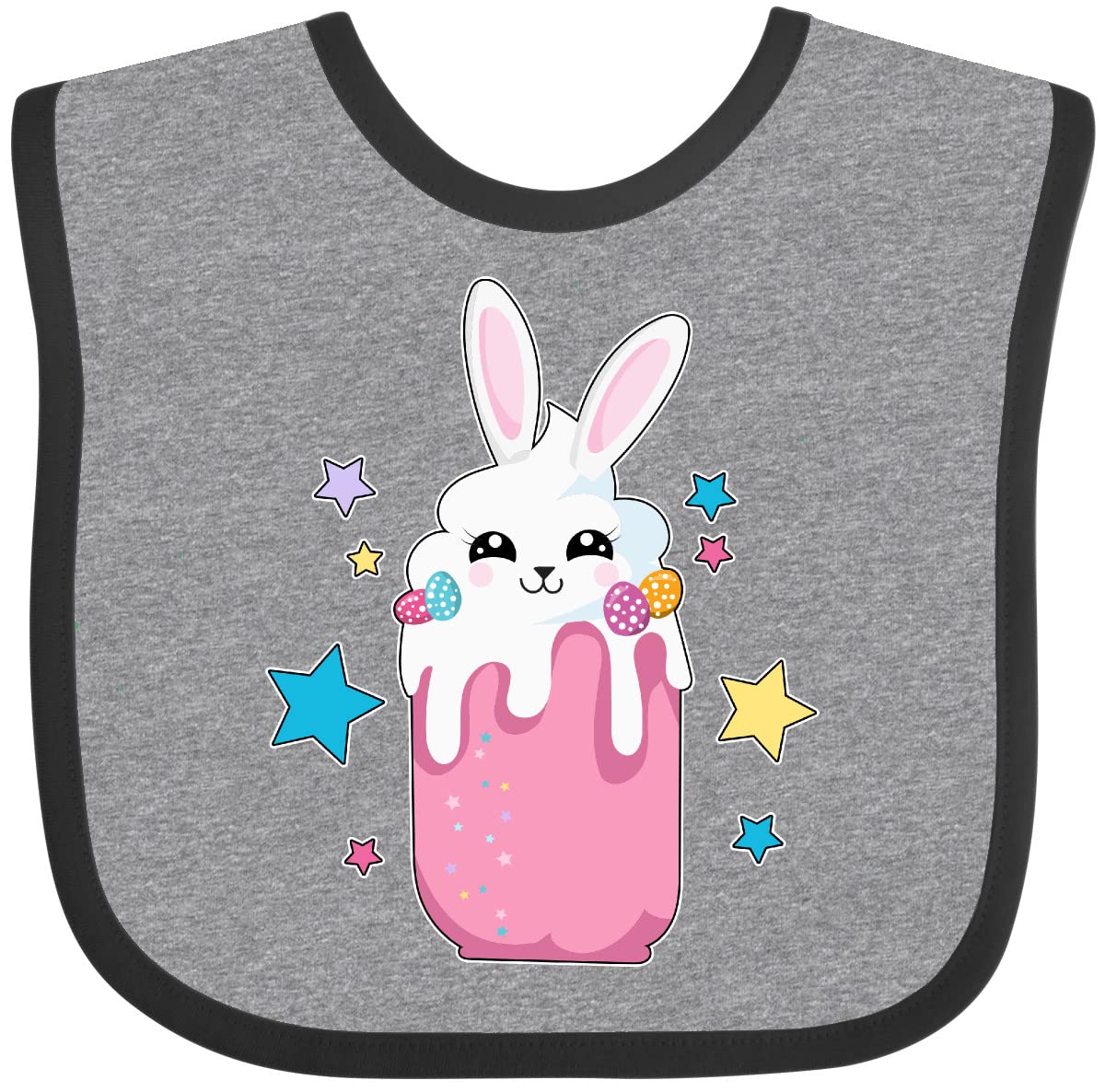 Inktastic Easter Strawberry Bunny Drink with Stars Baby Bib - Cute Easter-Themed Drool Bib for Babies & Toddlers - Perfect for Easter Celebrations, Baby Showers, and Family Gatherings