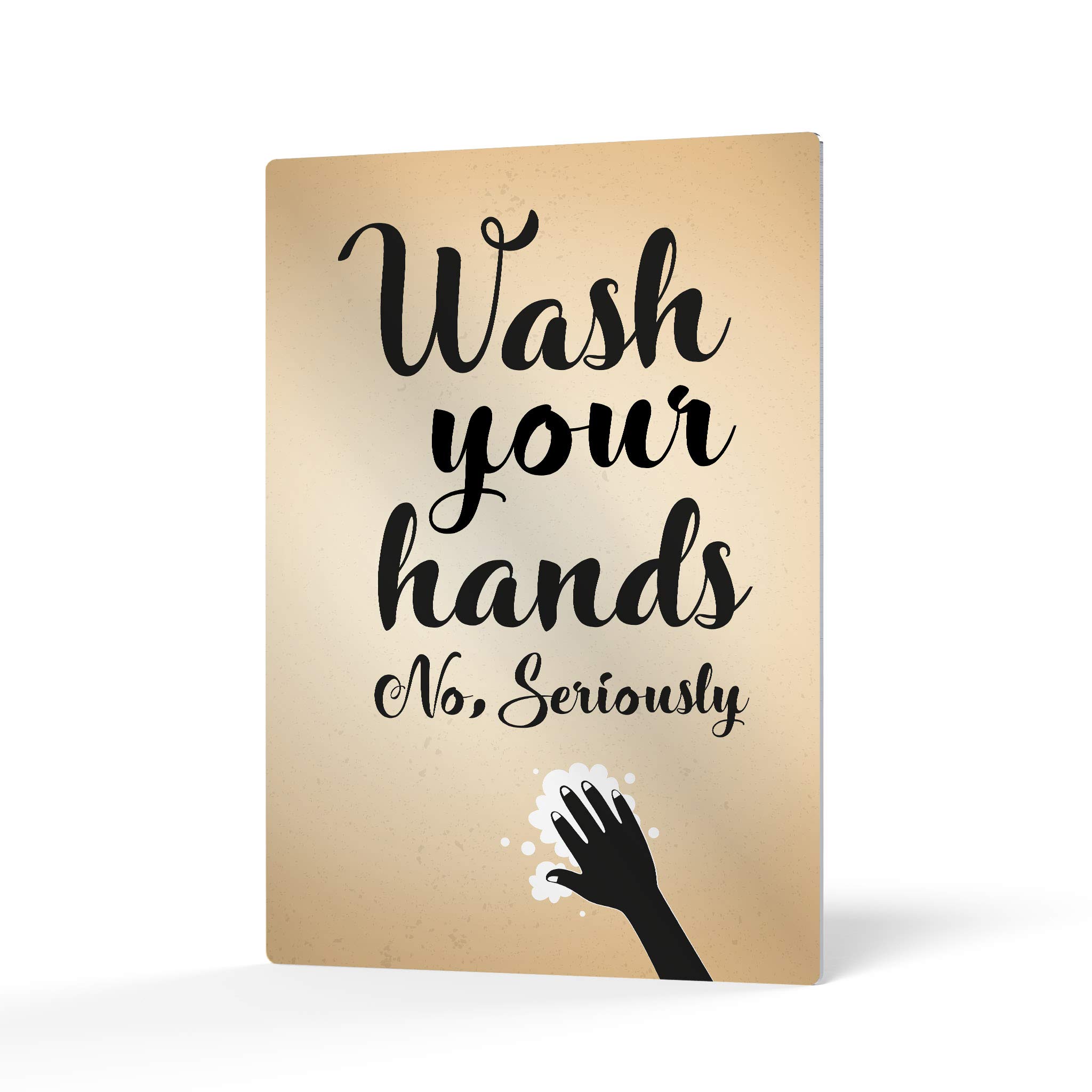 Vintage Funny Bathroom Wall Art - 'Wash Your Hands No Seriously' Metal Print Sign | Farmhouse Decor, Toilet Accessories, Ready to Hang 12x8 Inches | Perfect Gift for Bathroom, Kitchen, or Office Humor