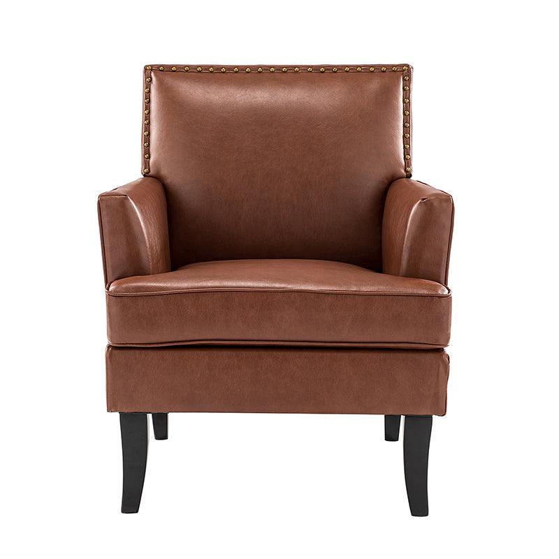 Fatima Vegan Leather Armchair - Modern PU Leather Lounge Chair for Living Room, Office & Bedroom - Eco-Friendly Faux Leather Accent Chair with Sturdy Metal Legs