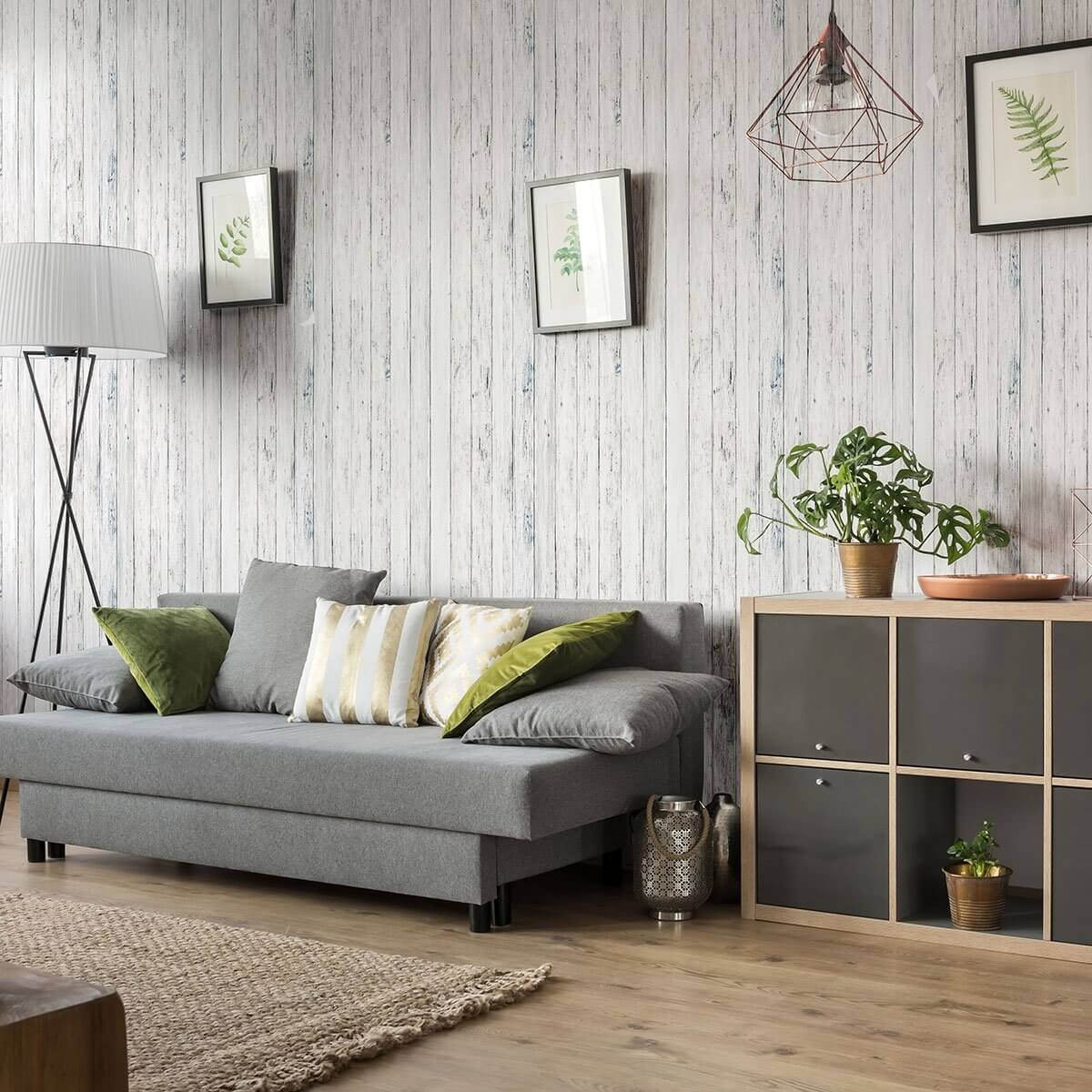 Blue and Green Faux Wood Peel and Stick Removable Wallpaper - Self-Adhesive Decorative Wall Covering for Bedroom, Living Room, Kitchen & Office - Easy to Install & Remove