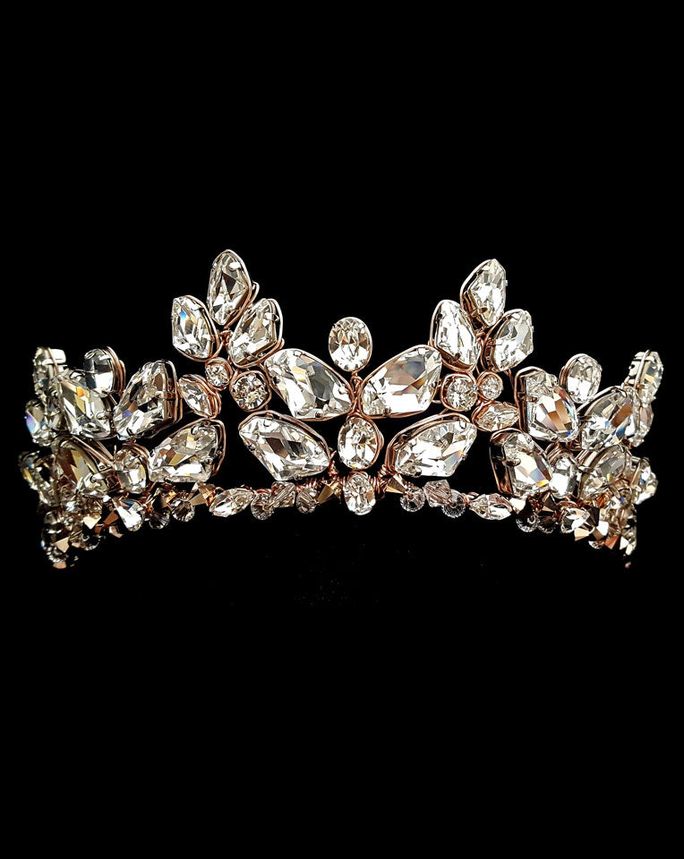 Dramatic Crystal Bridal Crown Headpiece - Makara by Kezani | Perfect for Weddings, Prom, and Special Occasions