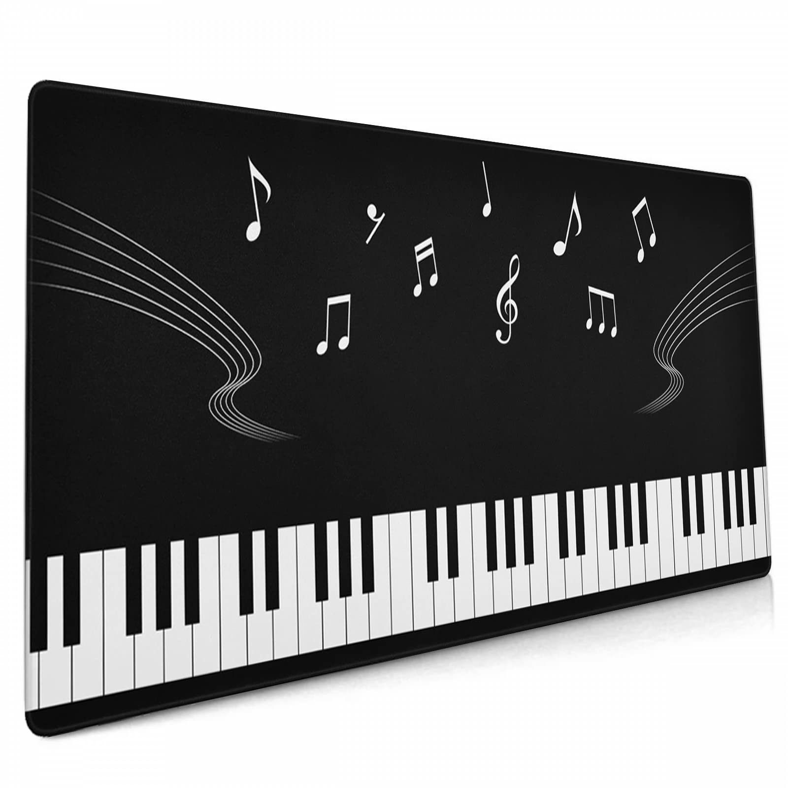 Large Piano Treble Clef Music Mouse Pad - Non-Slip Rubber Base, Waterproof Stitched Edges - 35.4 x 15.7 Inch Extended Desk Mat for Home Office, Gaming & Work - Perfect for Musicians, Programmers & PC Enthusiasts