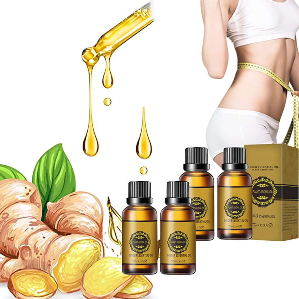 RNGIG 2/4/6 Pcs Ginger Essential Oil for Belly Fat Reduction & Lymphatic Drainage - Natural Slimming Oil for Weight Loss, Tummy Care & Body Massage - Perfect for Spa, Home Relaxation & Self-Care Routine
