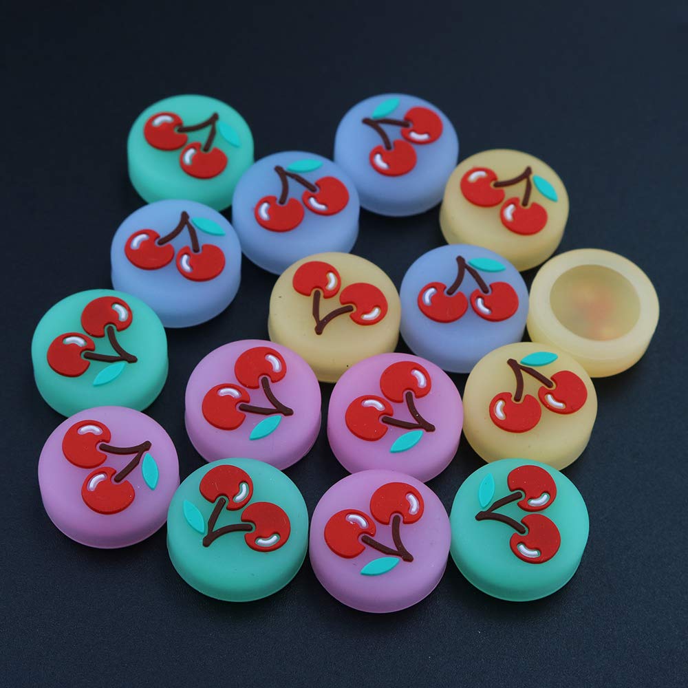 4 Pcs Glow in The Dark Thumb Stick Grip Caps for Nintendo Switch Lite & Joy-Con Controllers - Luminous Fruit Cherry Design (4 Colors) - Improve Gaming Comfort & Prevent Slippage for Long Play Sessions