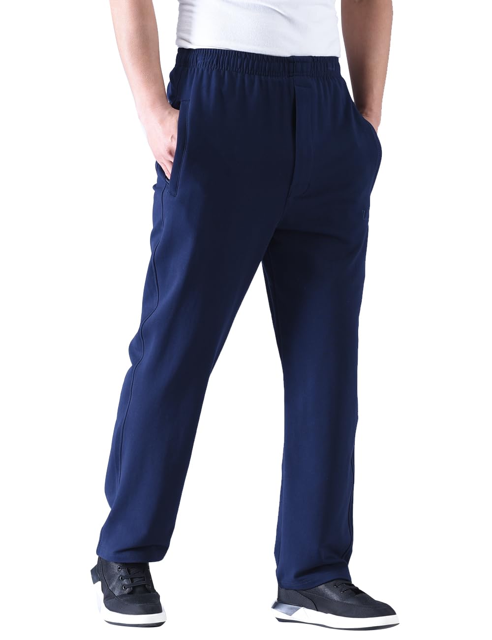 Zoulee Men's Casual Cotton Jogger Sweatpants with Zipper Front - Comfortable Elastic Waist Lounge Pants for Running, Workout, and Home Relaxation