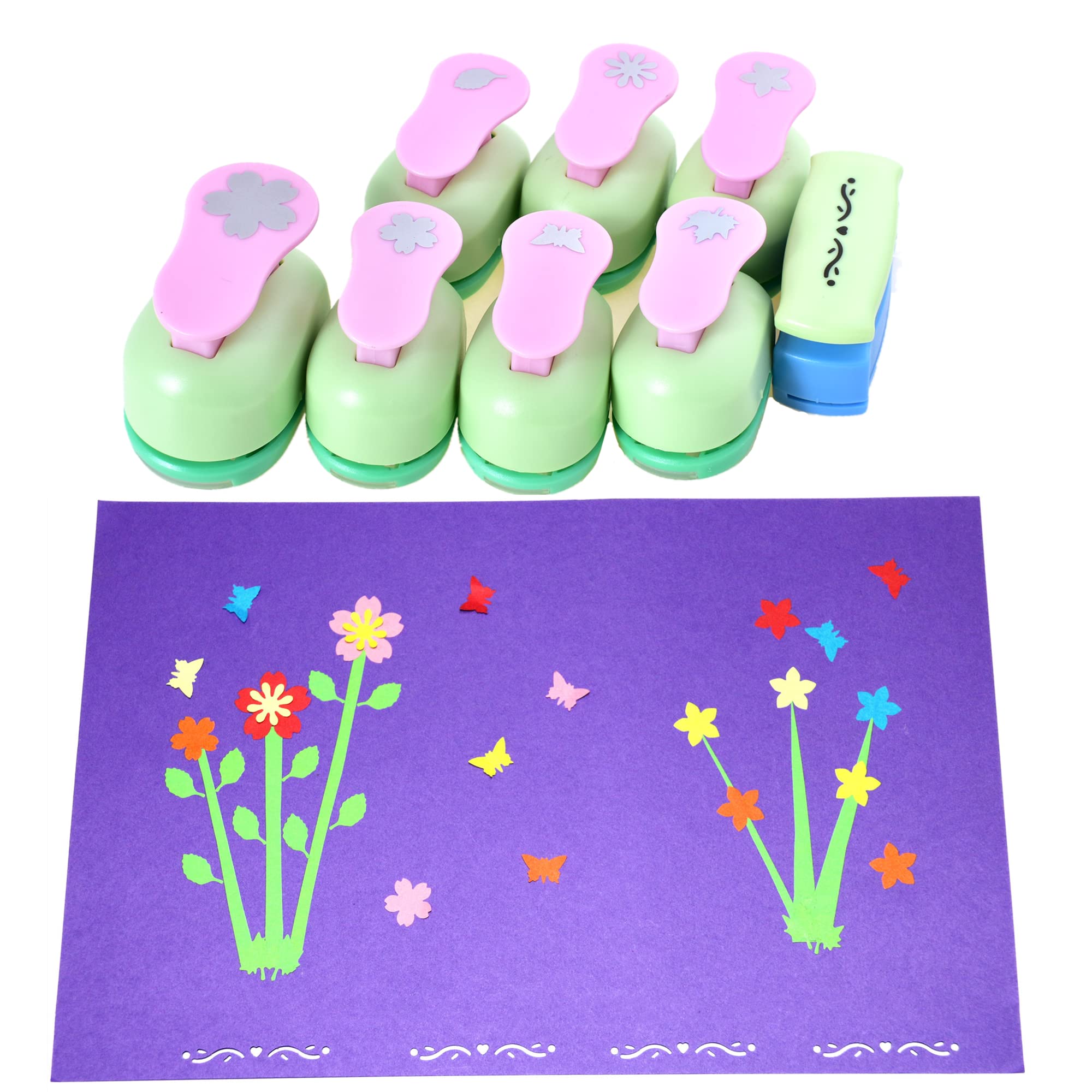 8-in-1 Craft Punch Set - Flower, Leaf & Butterfly Paper Punches for Scrapbooking, Card Making & DIY Projects (Pack of 8) - Perfect for Scrapbook Embellishments, Greeting Cards & Home Decor