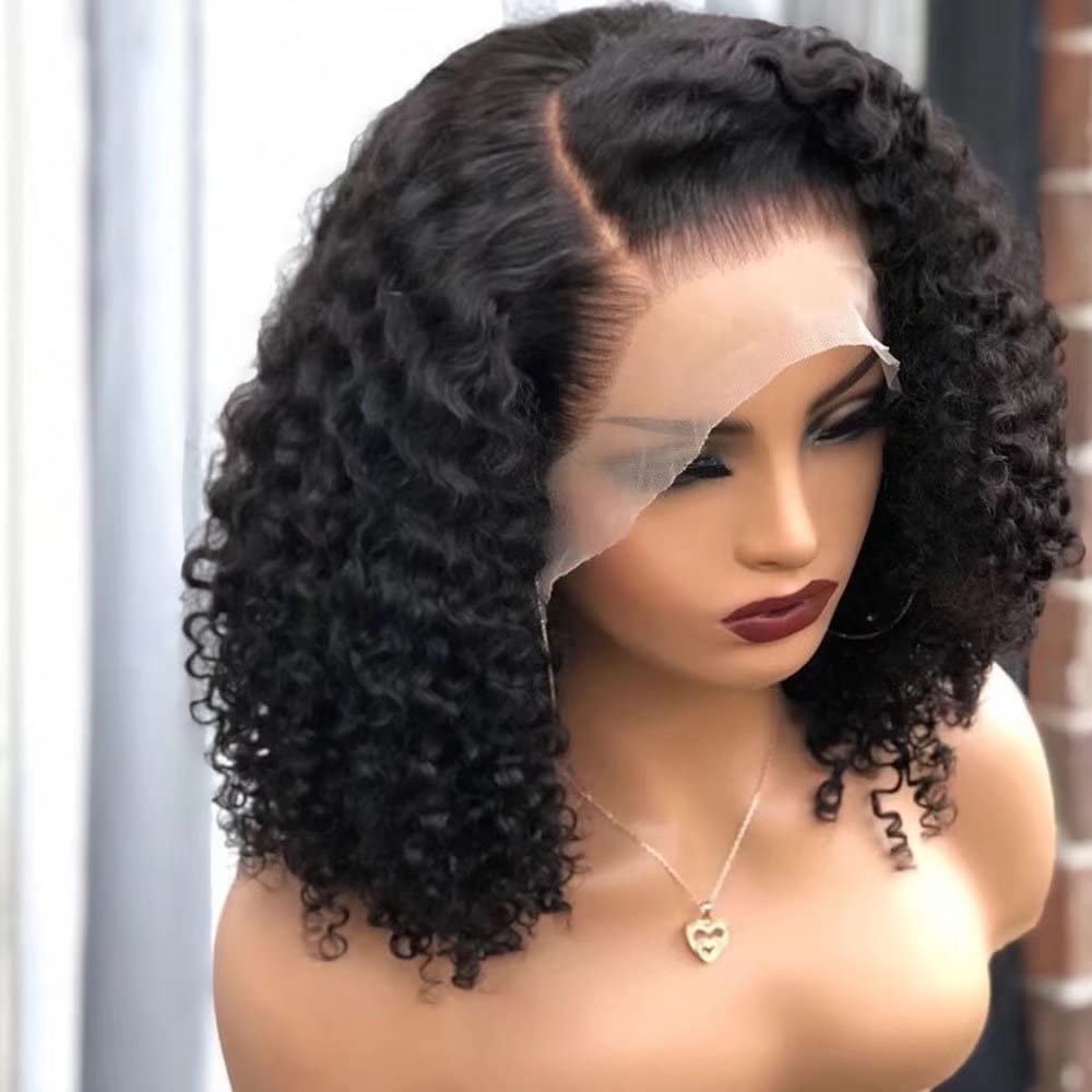 Imeya 13x6 HD Lace Front Wig - 180% Density Brazilian Virgin Human Hair Deep Wave Wig with Pre-Plucked Baby Hair & Transparent Lace - Natural Looking Curly Lace Front Wig for Black Women (14 Inch) - Perfect for Daily Wear, Special Occasions & Protective Styling