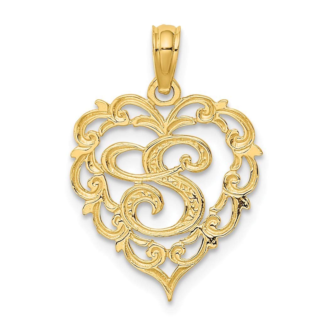 14K Gold Personalized Monogram Initial Necklace - Custom S Script Letter Name Pendant with Heart Charm, Elegant Jewelry Gift for Women, Perfect for Valentine's Day, Anniversary & Birthday Gifts