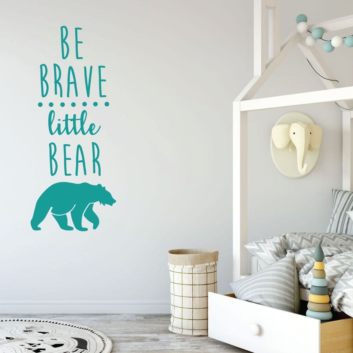 Be Brave Little Bear Wall Decal - Inspirational Vinyl Sticker for Kids Room, Nursery & Playroom Decor | Motivational Quote Silhouette Art for Children's Bedroom Wall