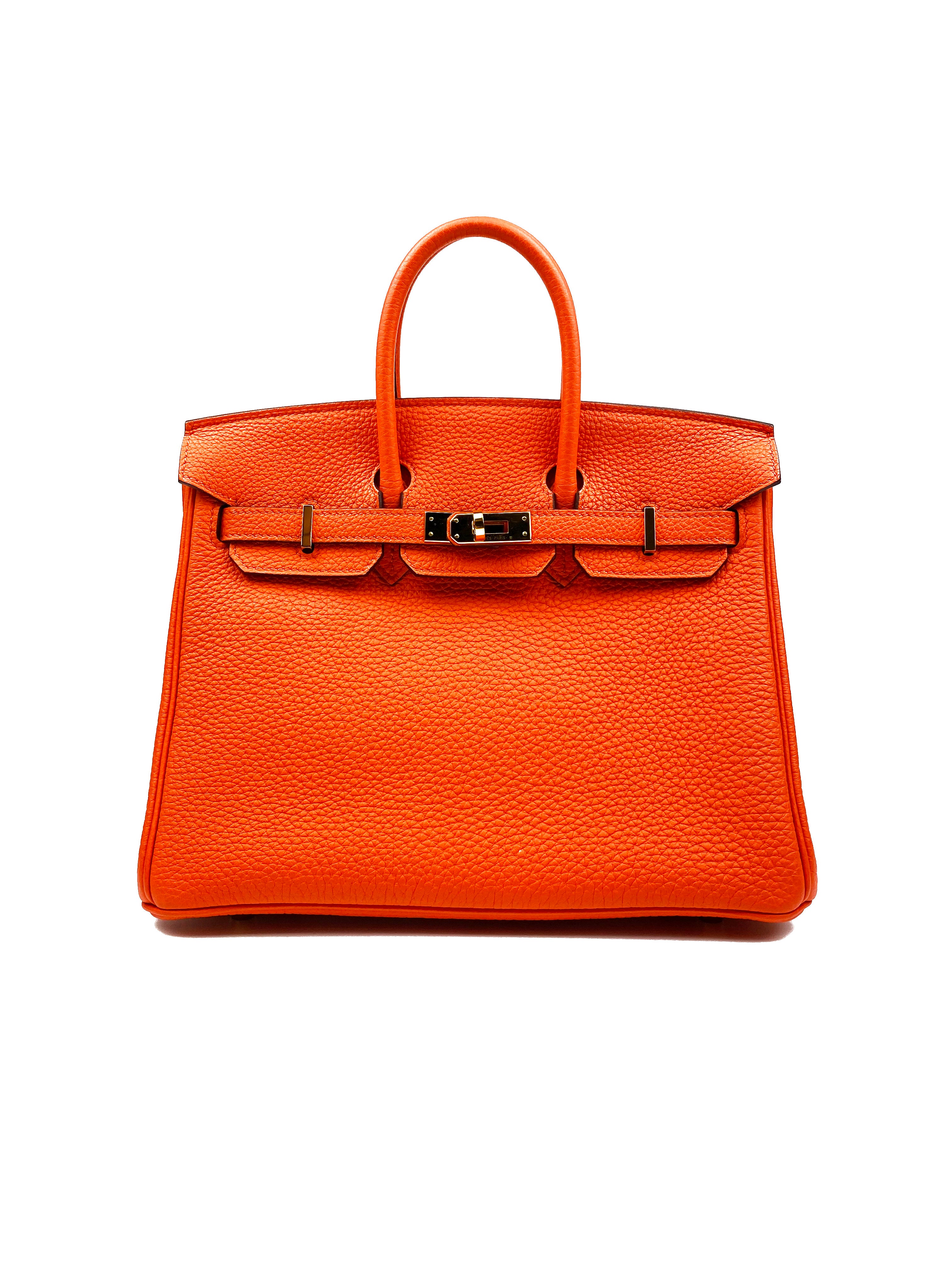 Authentic Hermes Birkin 25 Handbag in Orange - Luxury Togo Leather Top Handle Bag for Women | Perfect for Work, Travel & Special Occasions