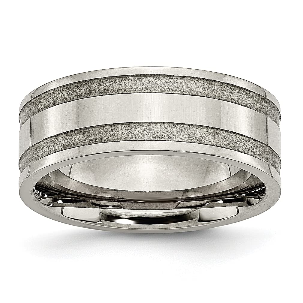 ICE CARATS Titanium Brushed 8mm Grooved Wedding Band Ring for Women - Durable & Hypoallergenic Jewelry Gift for Her - Perfect for Anniversaries, Engagements & Everyday Wear
