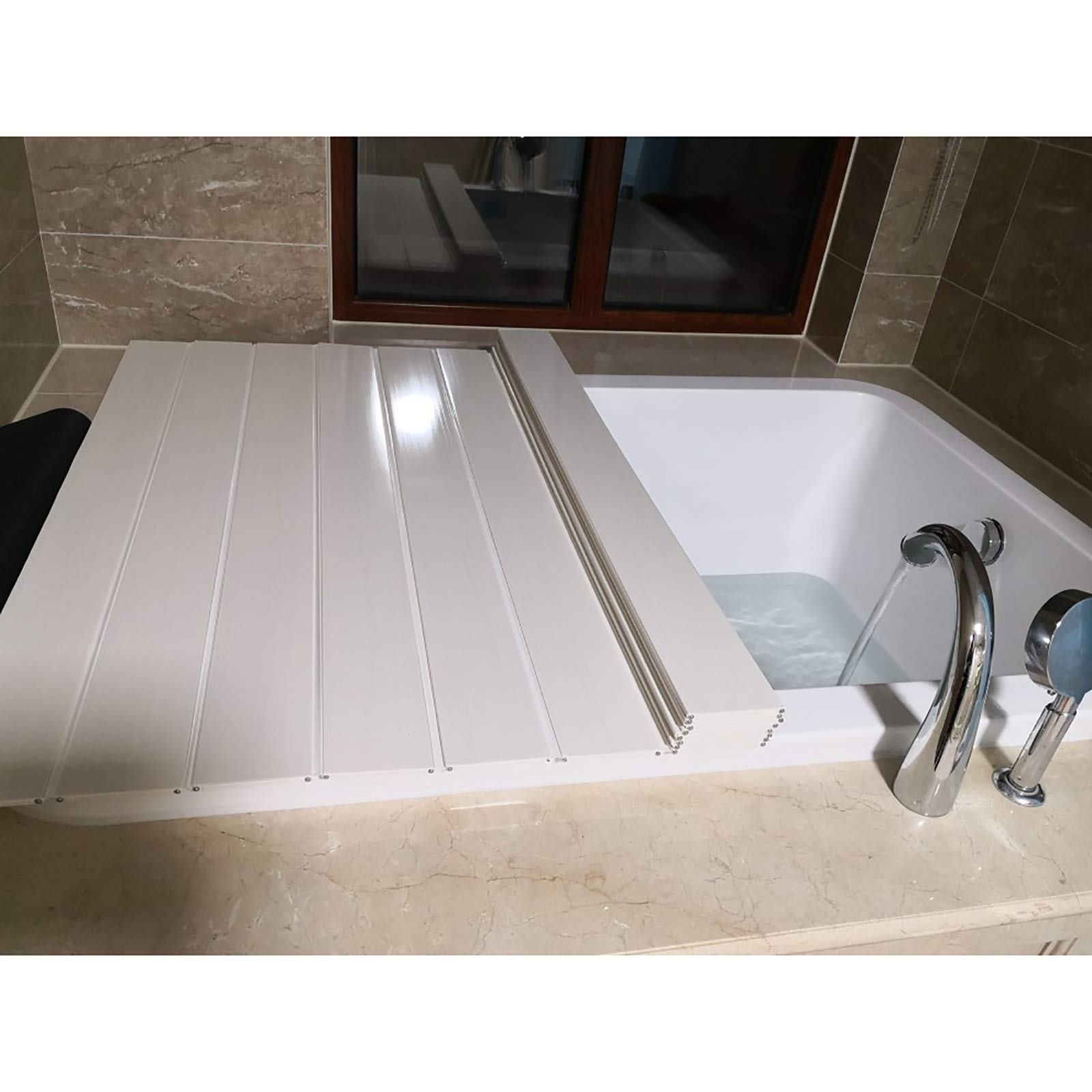 White PVC Anti-Dust Folding Bathtub Cover - Custom Size 154x80x0.6cm, Insulated Bath Tub Protector for Dust & Heat Retention - Perfect for Bathroom Storage, Renovation & Winter Use
