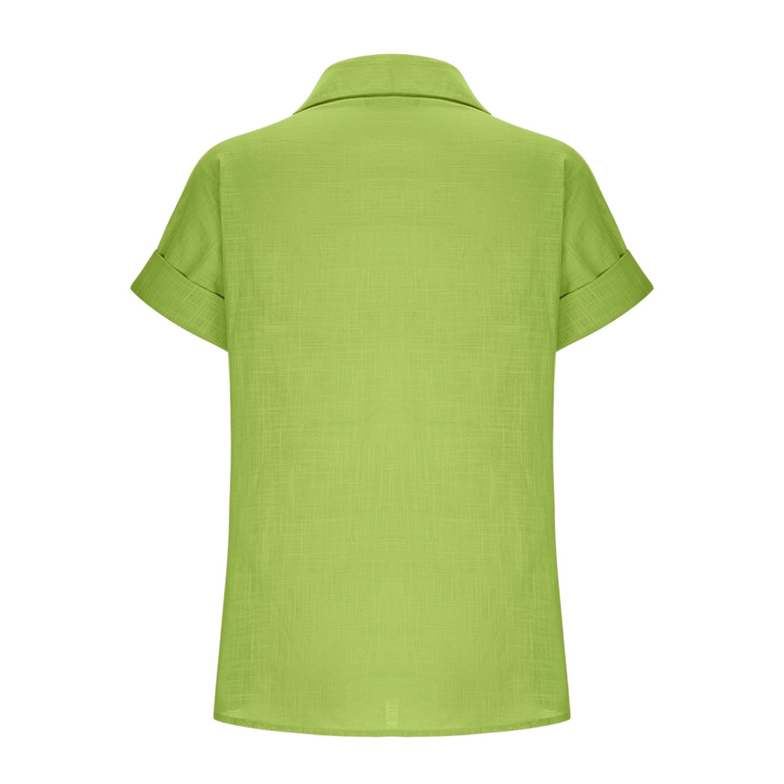 Women's Linen Button Down Shirt - Short Sleeve Roll Up Blouse with Loose Collar | Summer Casual Top for Work, Travel & Outdoor Activities