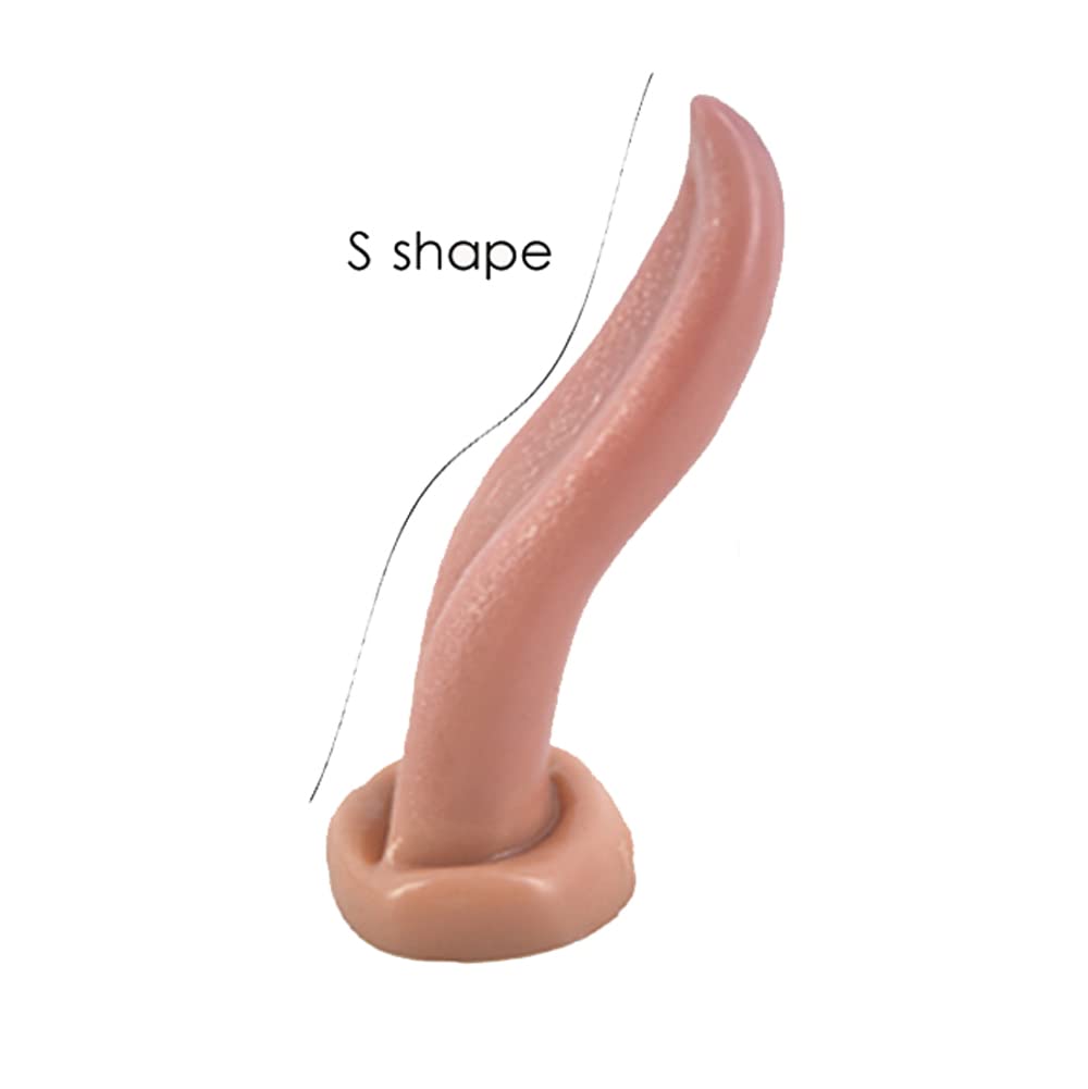 8 Inch Realistic Tongue Licking Dildo with Strong Suction Cup - Soft Silicone Anal Plug & Adult Sex Toy for Women & Couples - Skin Tone - Perfect for Solo Play, Couples Fun & BDSM Scenes
