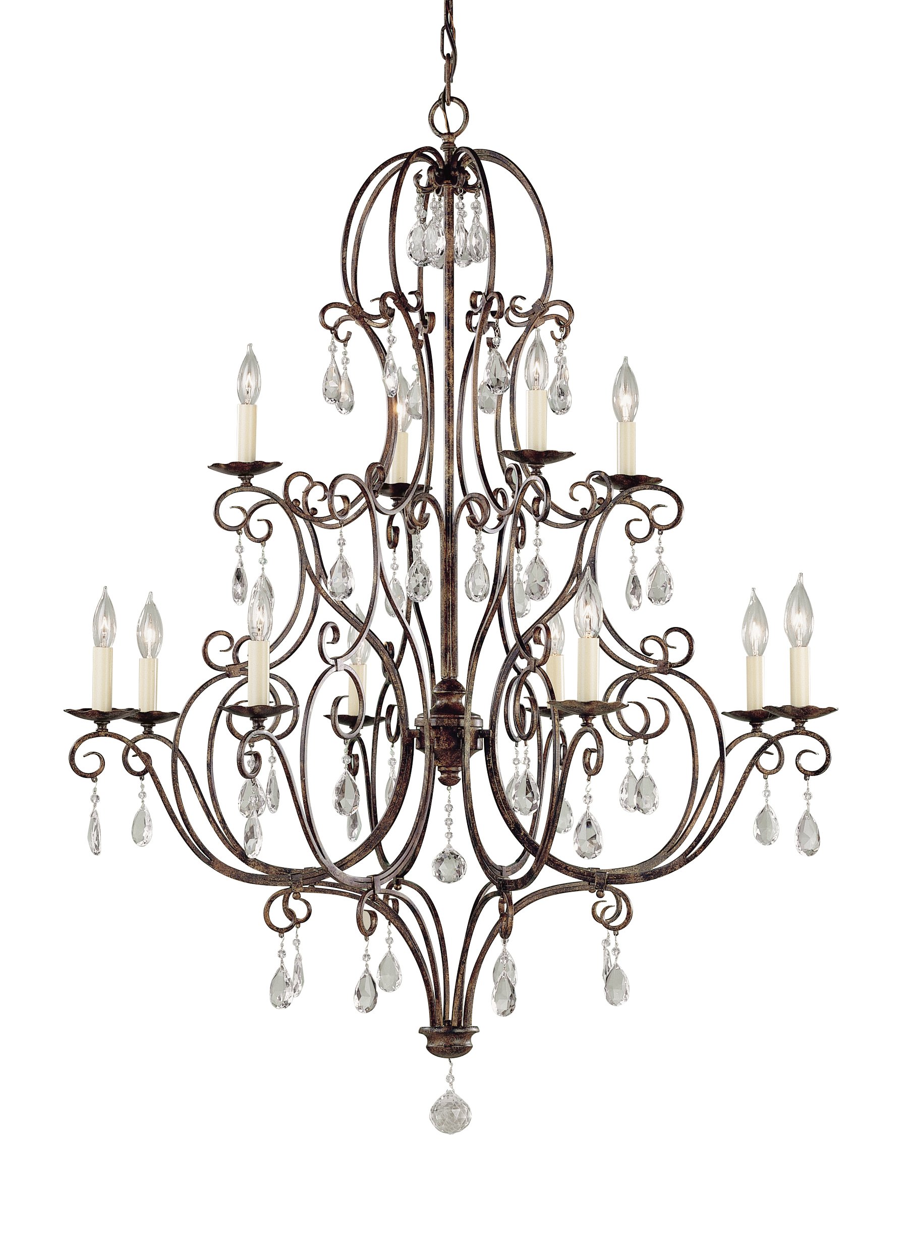 Feiss Lighting Chateau Chandelier 12-Light Traditional Crystal Ceiling Fixture - Elegant Dining Room Lighting for Home Decor
