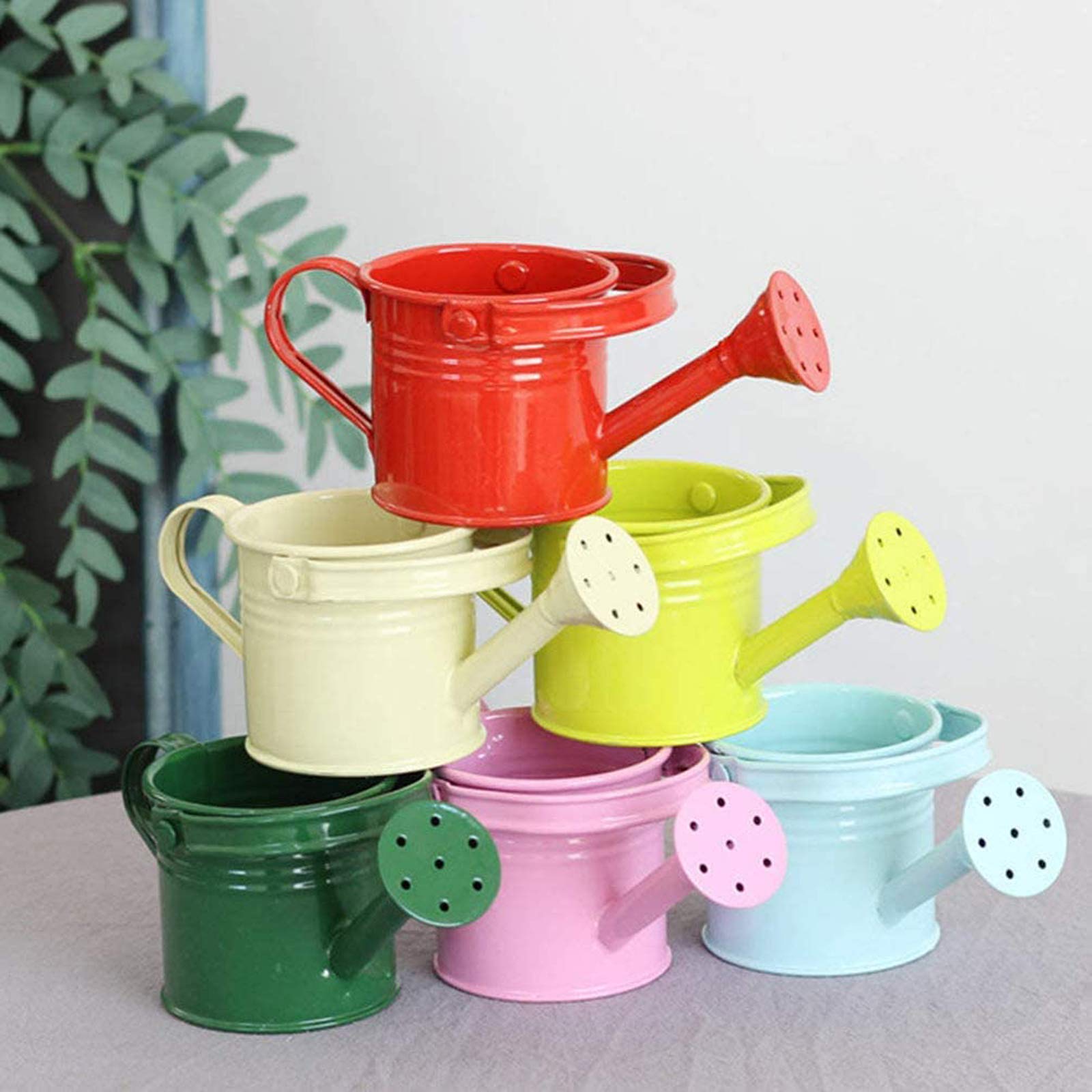 TRRAPLE Metal Watering Can for Kids - 5.89 x 2.95 Inch Red Iron Garden Watering Bucket with Dual Handles - Perfect for Children's Gardening Activities, Indoor Plants & Outdoor Flower Beds