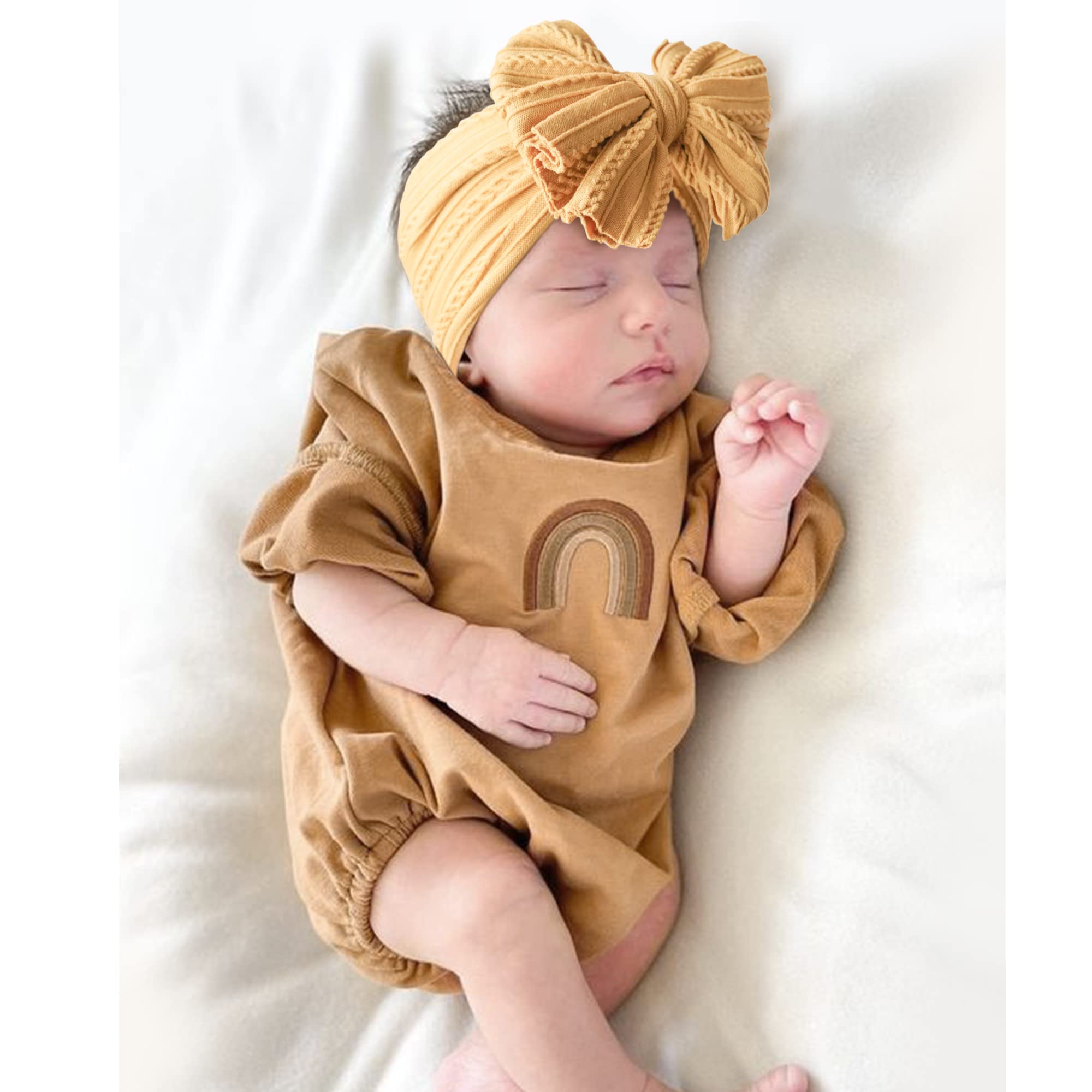 Handmade Baby Headbands - Soft Stretchy Nylon Hair Bands with Bows for Newborns, Infants & Toddler Girls (6-Pack) - Perfect for Photoshoots, Birthday Parties & Everyday Wear