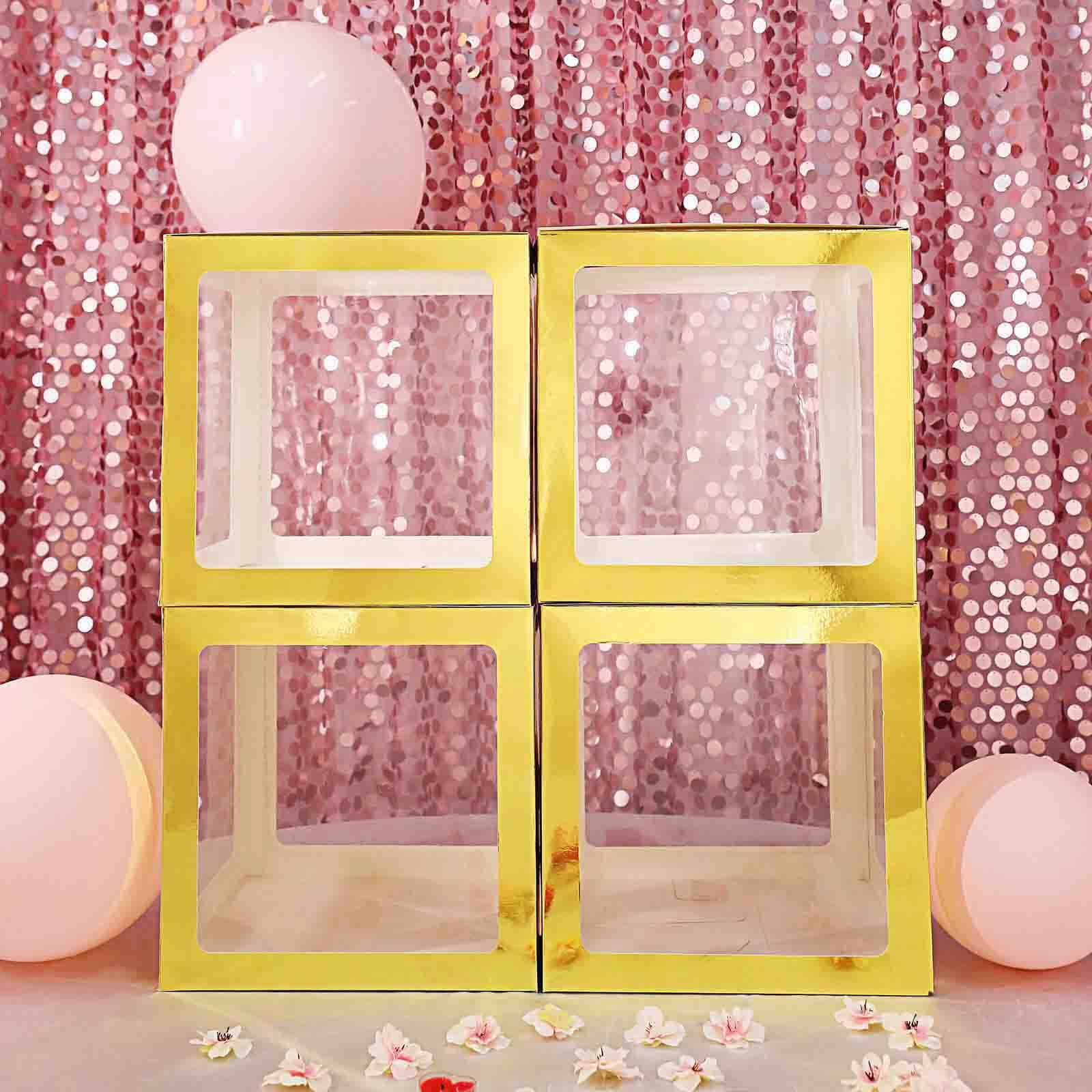 Efavormart 2-Pack Gold Trim Clear Balloon Gift Boxes - DIY Party Decor for Baby Showers, Christmas, Birthdays, Weddings & Special Events | Perfect for Table Centerpieces, Photo Backdrops & Festive Celebrations