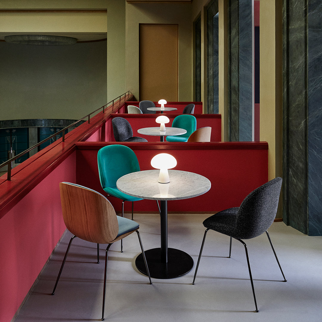 Modern Beetle Dining Chair with Upholstered Front & 3D Veneer Shell - Conical Base for Kitchen, Dining Room, or Office - Comfortable Seating Solution for Home & Commercial Spaces