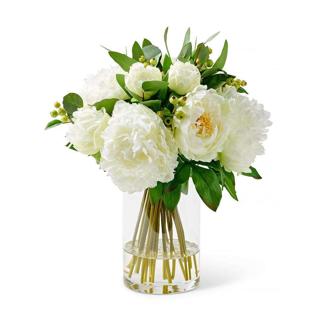 Fresh Cut Peony Bouquet in Elegant Glass Vase - Perfect for Weddings, Anniversaries & Home Decor