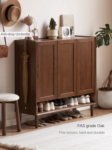 Solid Oak Wood Shoe Storage Cabinet - Large Capacity Entryway Organizer for Shoes, Boots & Accessories | Perfect for Hallway, Closet & Mudroom Organization