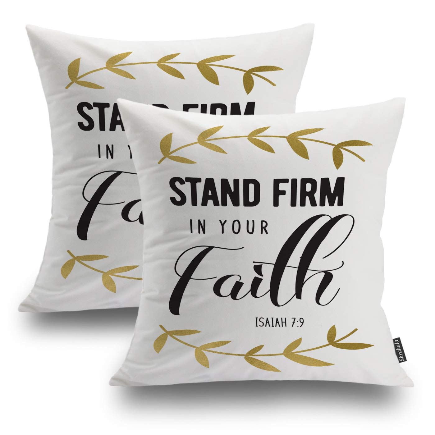 Faith Hope Love Inspirational Christian Decorative Pillow Covers - Gold Black White Square 16x16 Inch Set of 2 - Sofa Bedroom Car Throw Pillow Covers for Home Decor & Gift Giving
